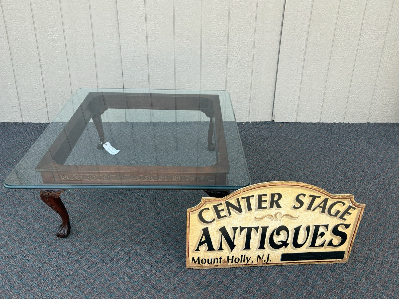 63903 Solid Mahogany Chippendale Glass Top Coffee Table Stand