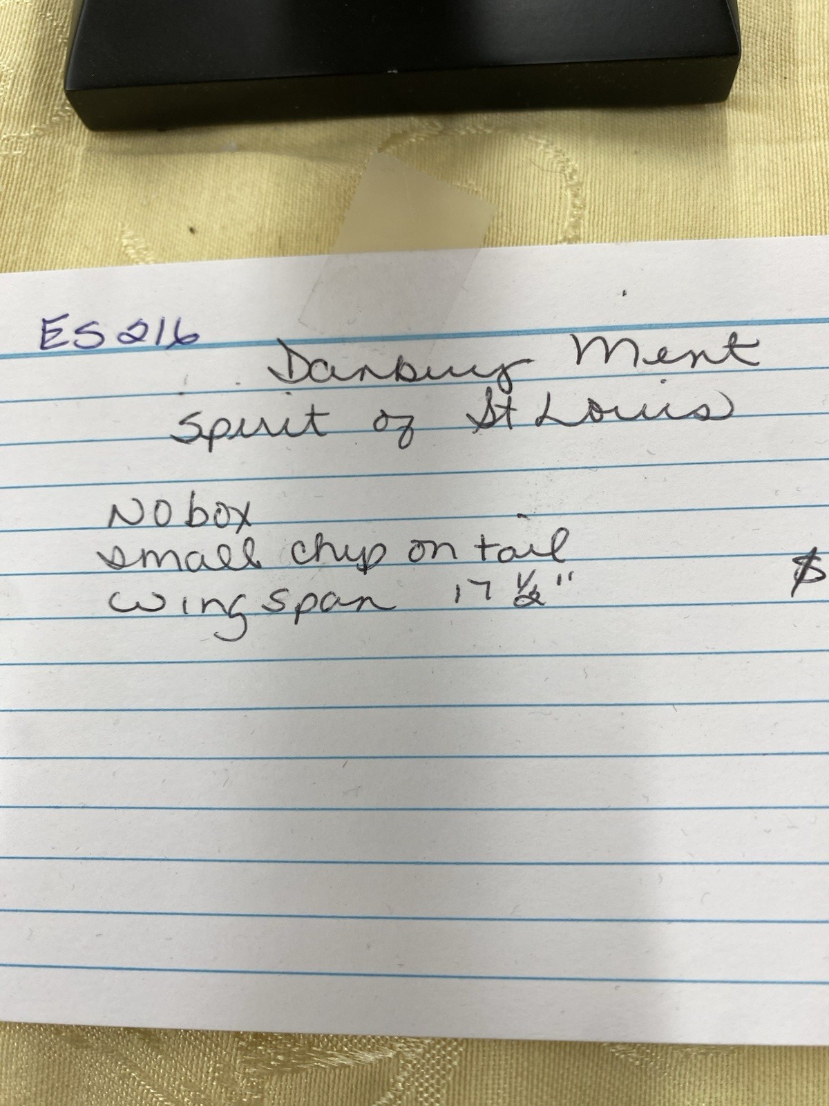 ES 216:   Danbury Mint Spirit of St Louis Airplane Plane 17 1/2" wingspan