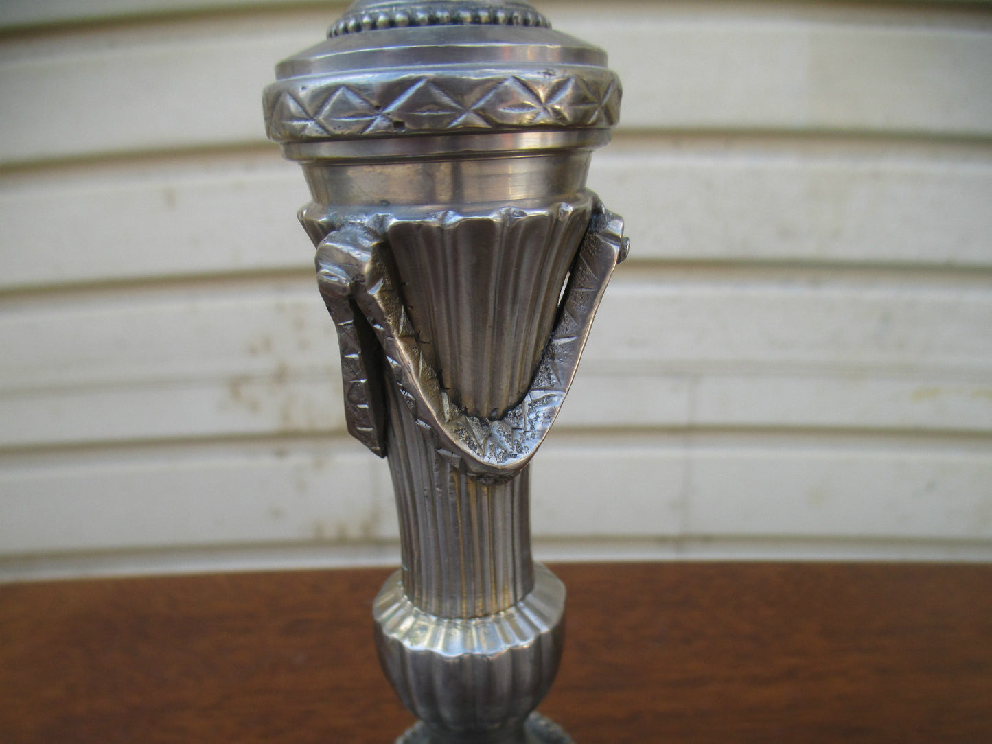 COL WS: Pair Fancy Silver Metal Fancy Candle Sticks