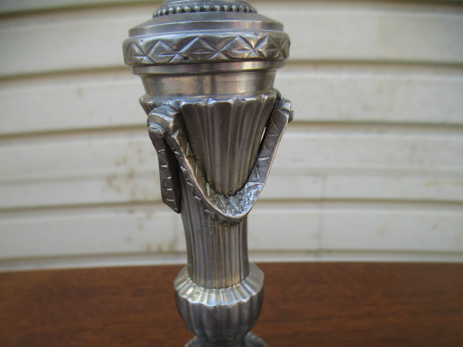 COL WS: Pair Fancy Silver Metal Fancy Candle Sticks
