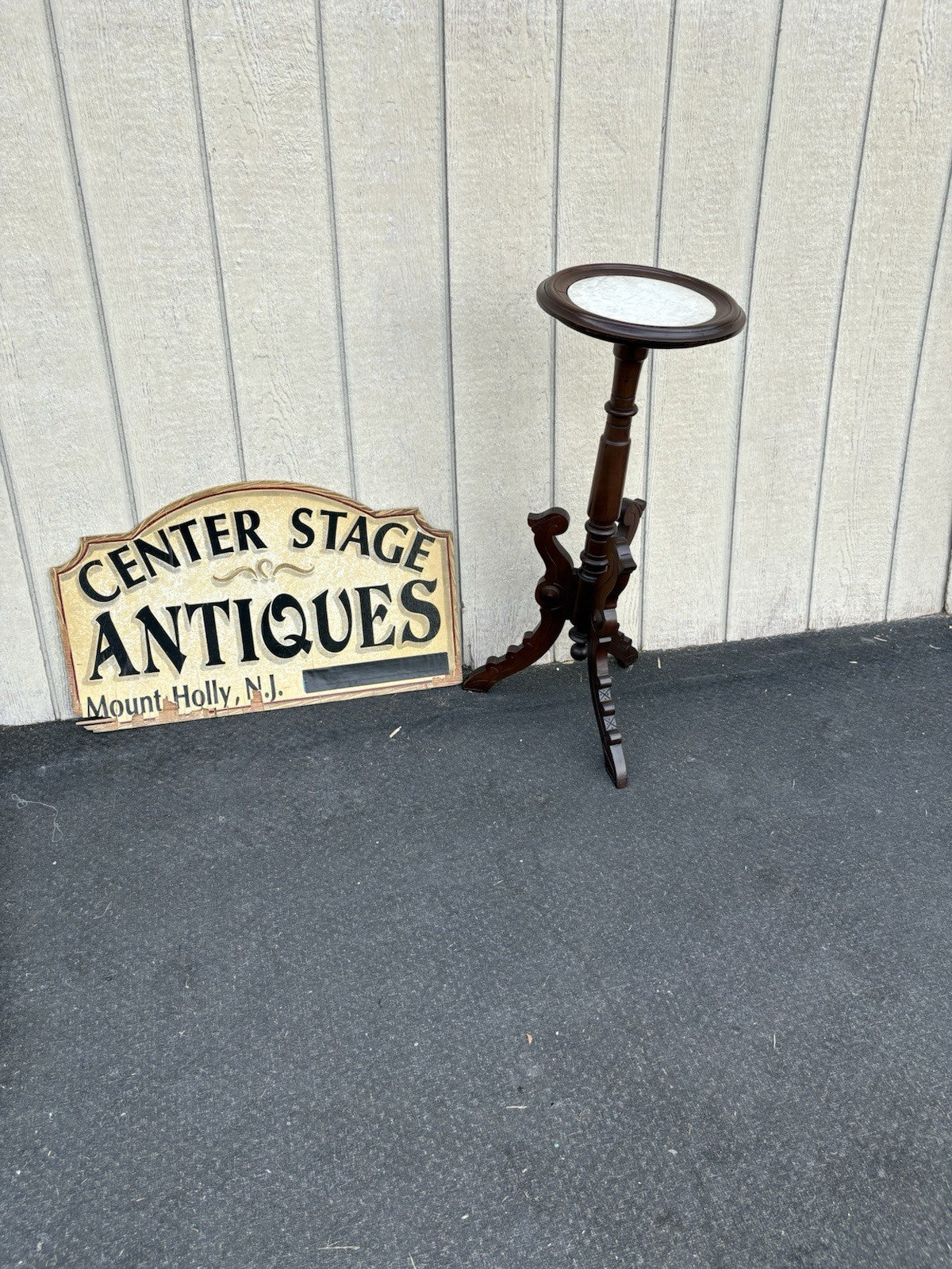 66822 Antique Victorian Marble Top Lamp Table Stand