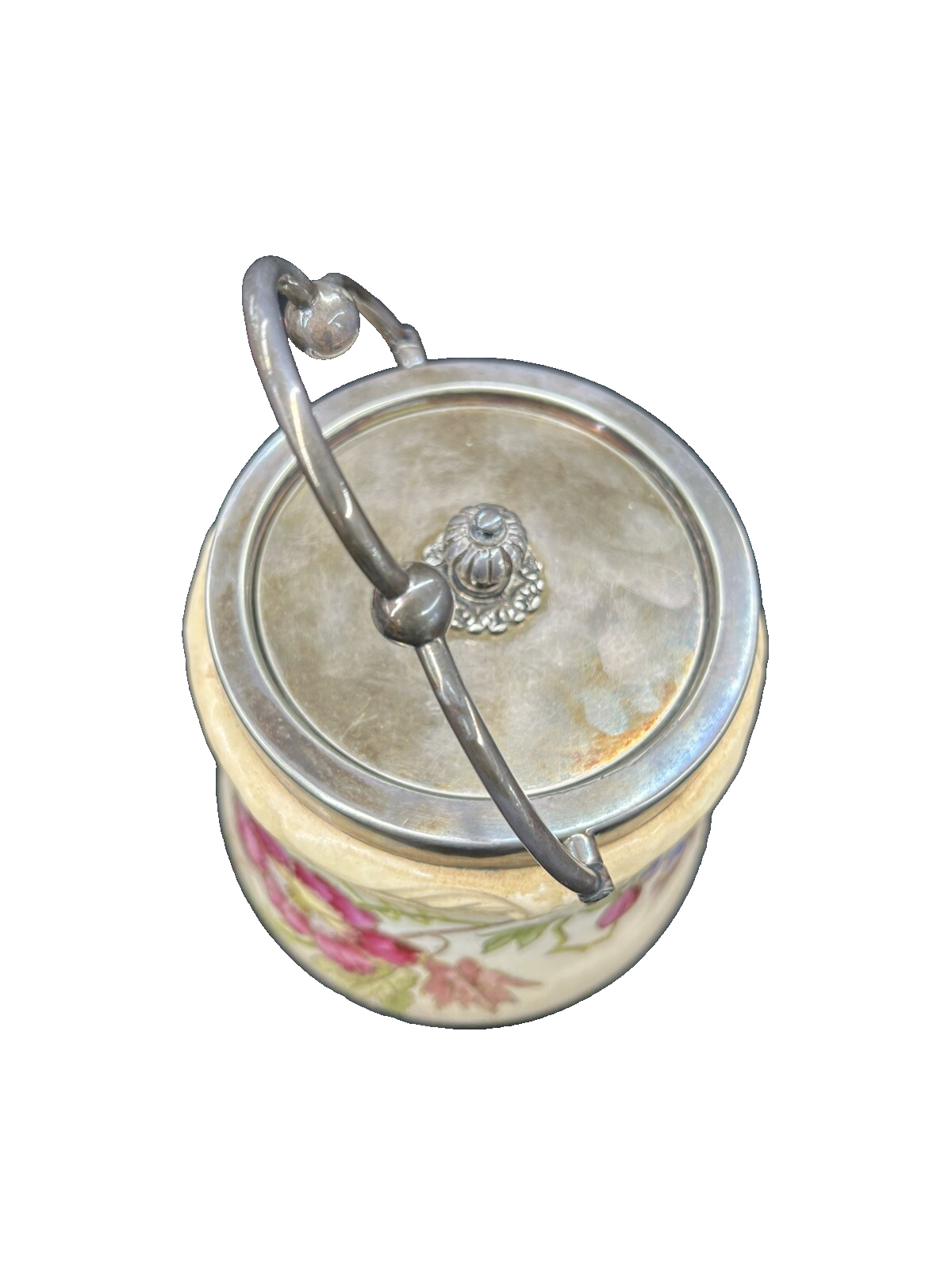 COL 01 - Antique Royal Bonn Silver Lid And Handle Biscuit Jar