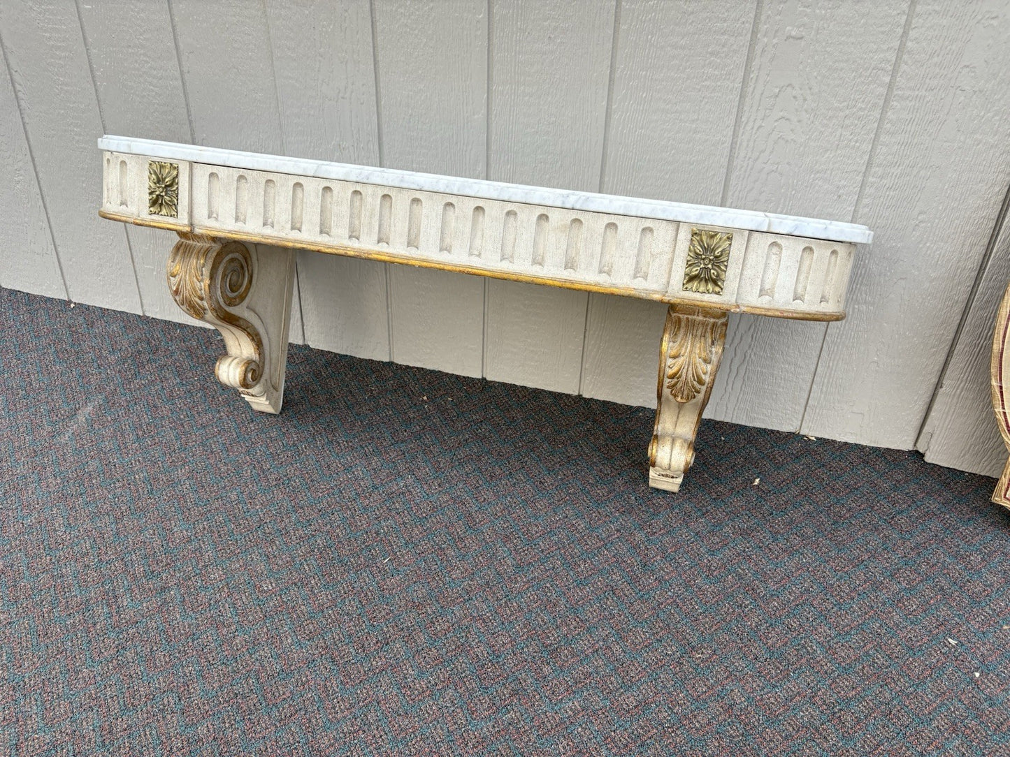 66591   Quality Wood Marble Top Wall Mantle Shelf