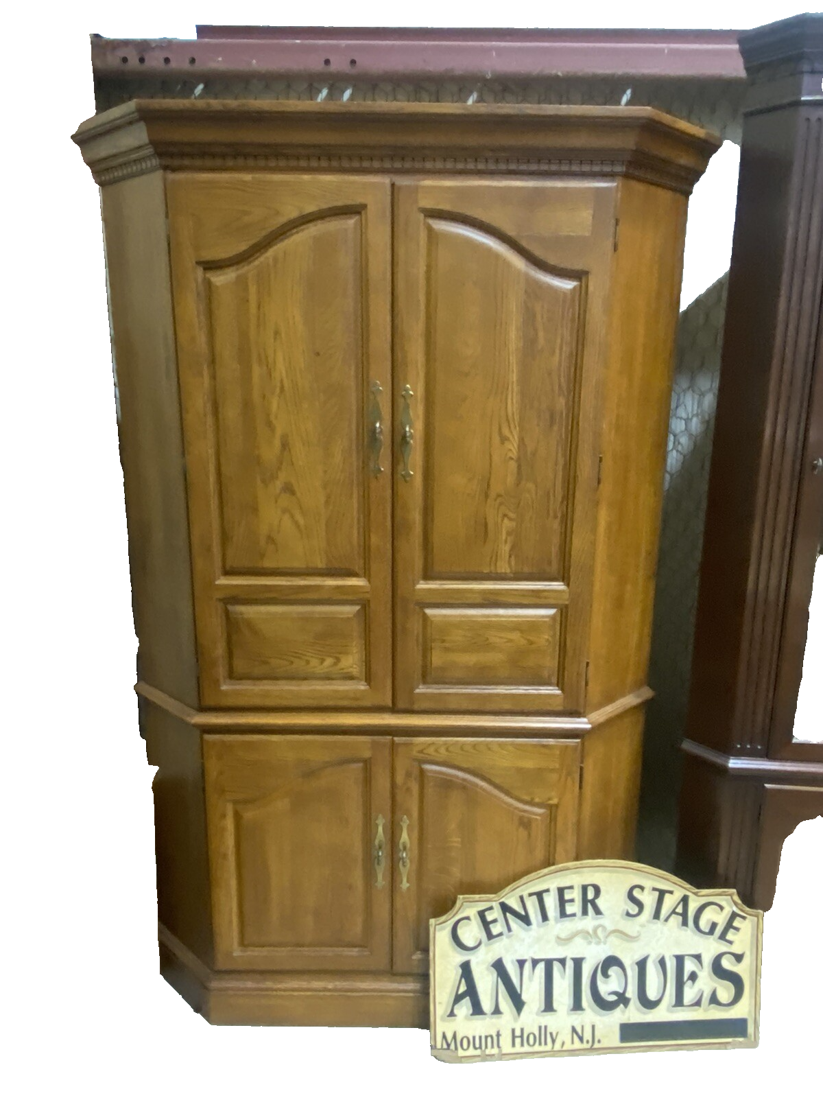 62857 Oak Corner Cabinet Television Stand Entertainment Cabinet