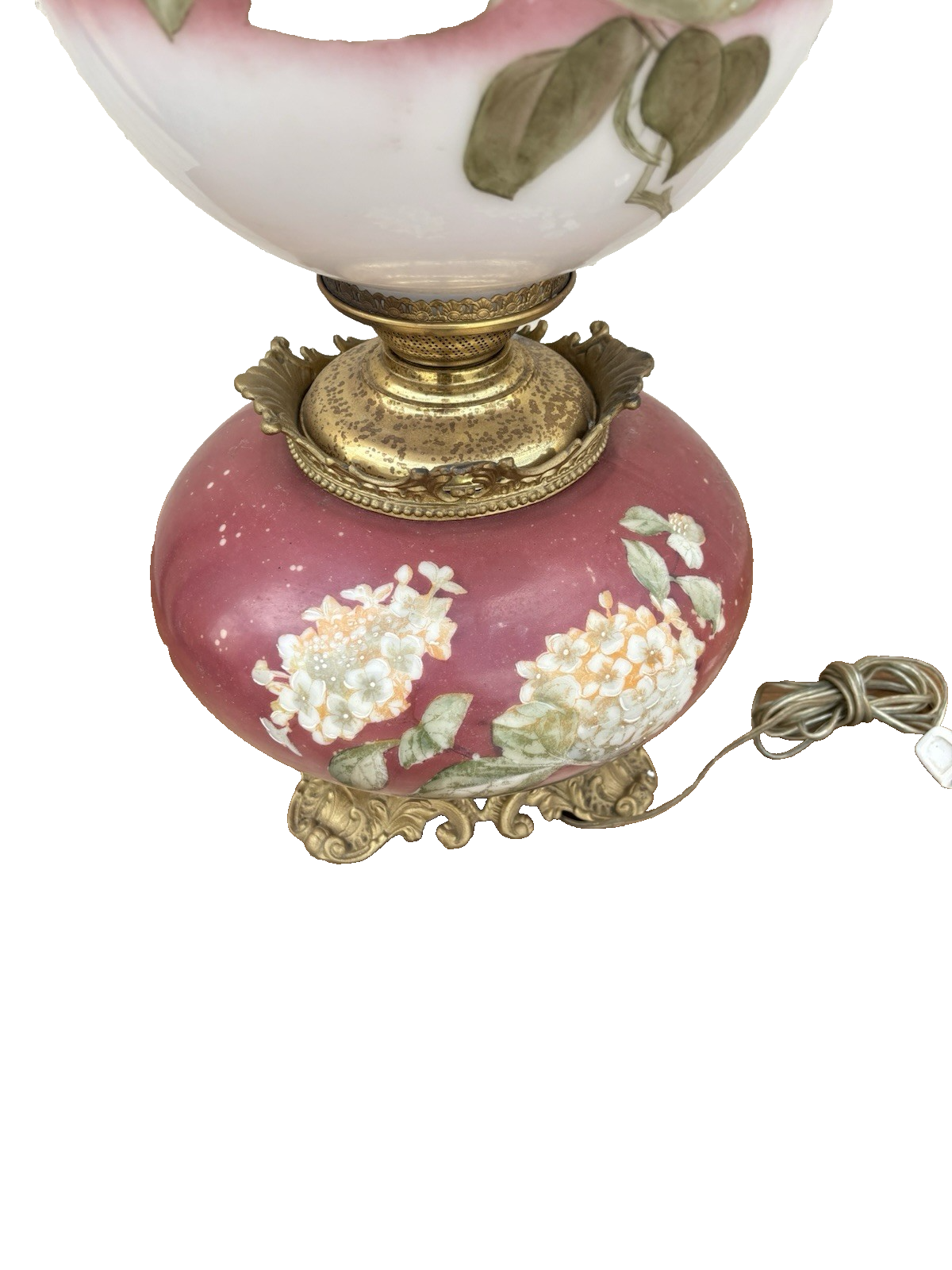 66594  Antique Gone With The Wind Electrified Oil Lamp