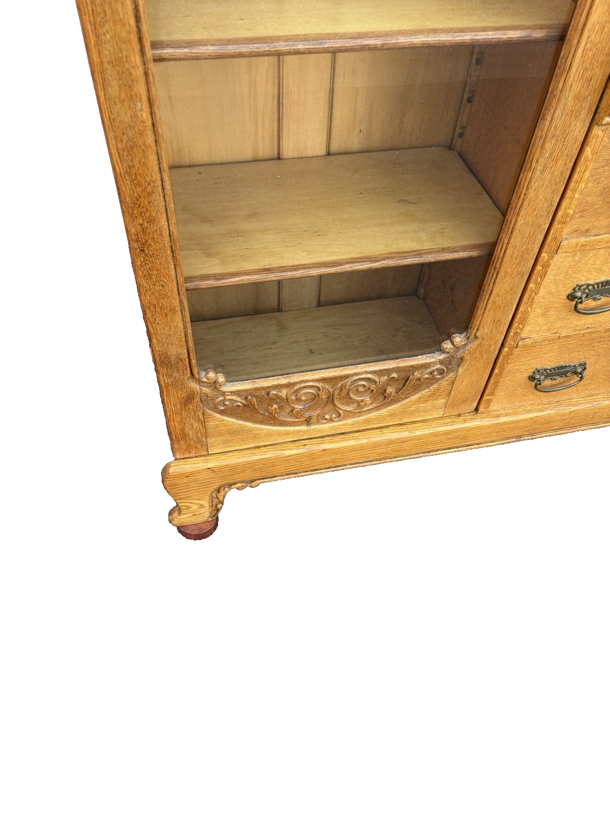 66904 Antique Victorian Oak Side By Side Bookcase Desk