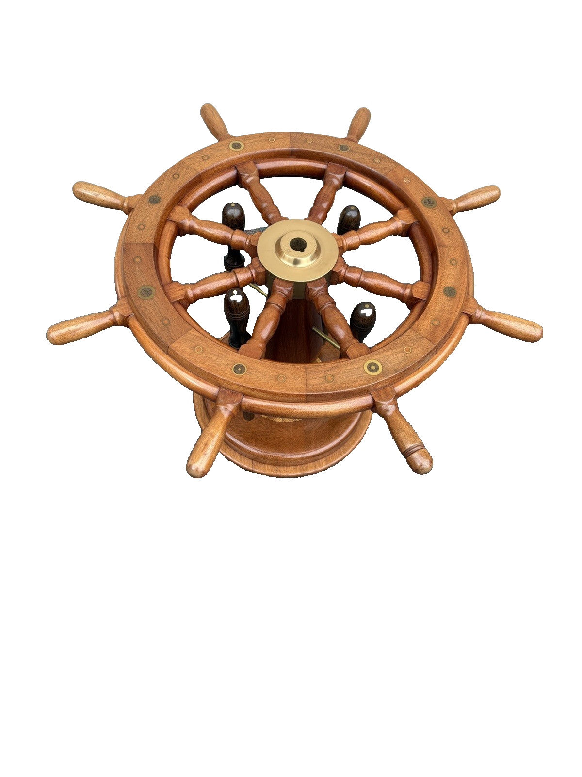 67164 Original Ships Wheel With Glass Top Coffee Table