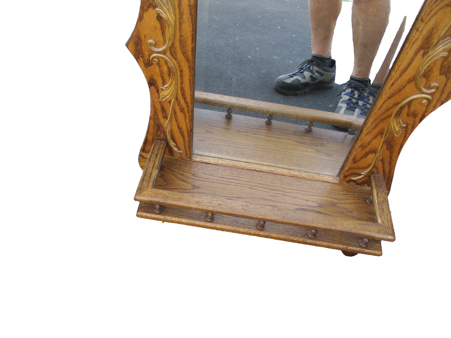 64305 Solid Oak Whatnot Wall Shelf w/ Mirror
