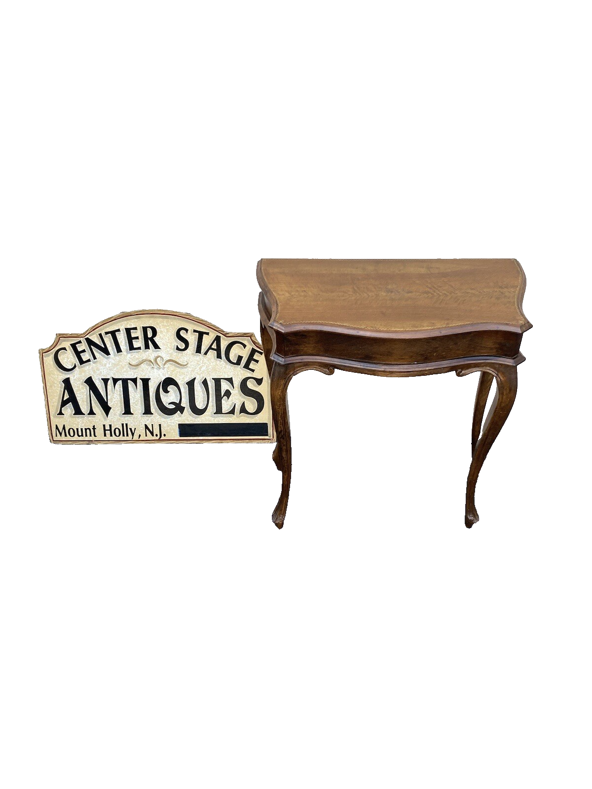 64699 Mahogany Flip Top Sewing Stand Vanity Desk Tooled Top