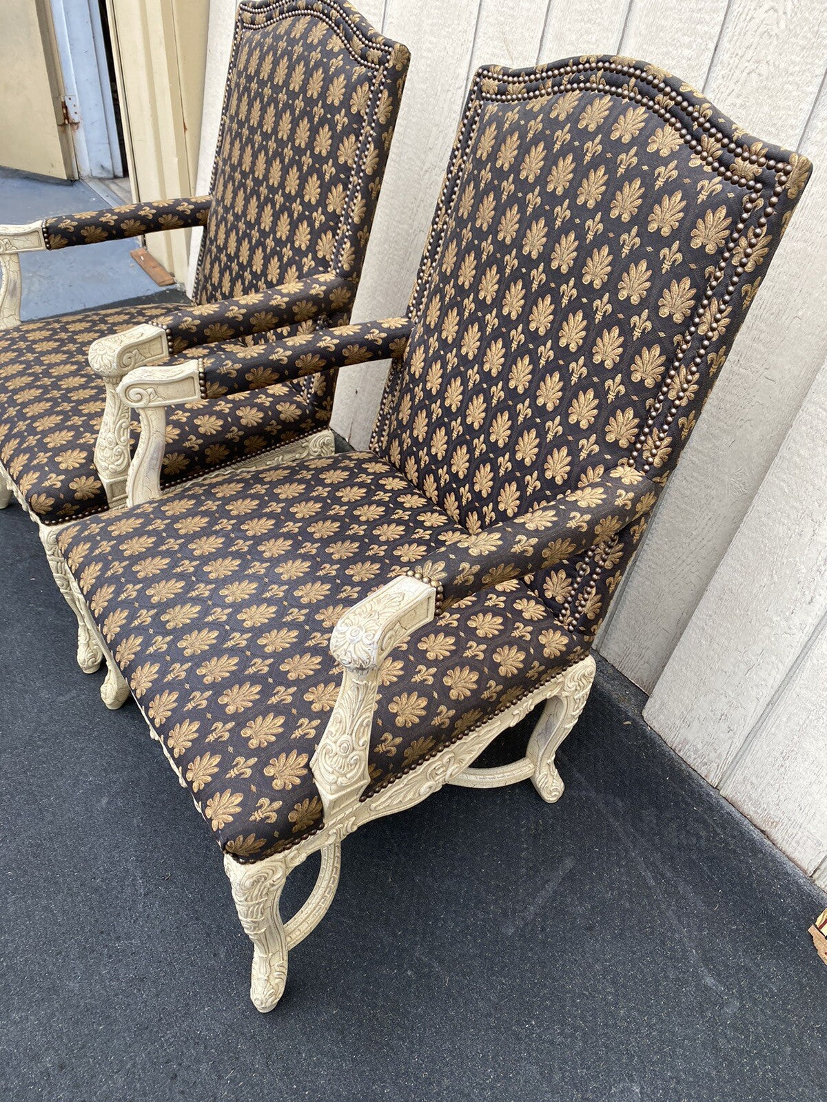 61185  Pair Romantic Shabby Armchair Chair s