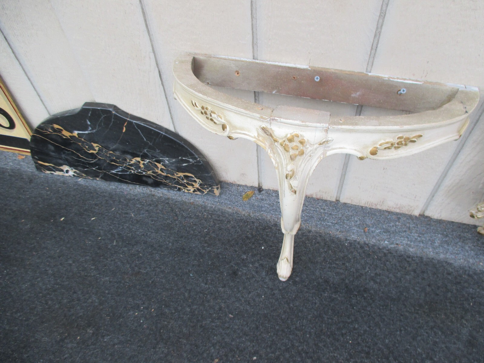 63814   Decorator Marble Top Wall Shelf with Mirror