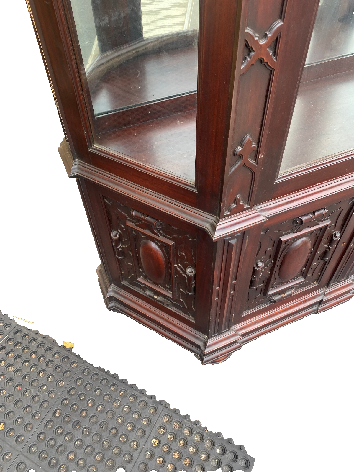 64352 Large RARE Antique Victorian Mahogany China Cabinet Curio