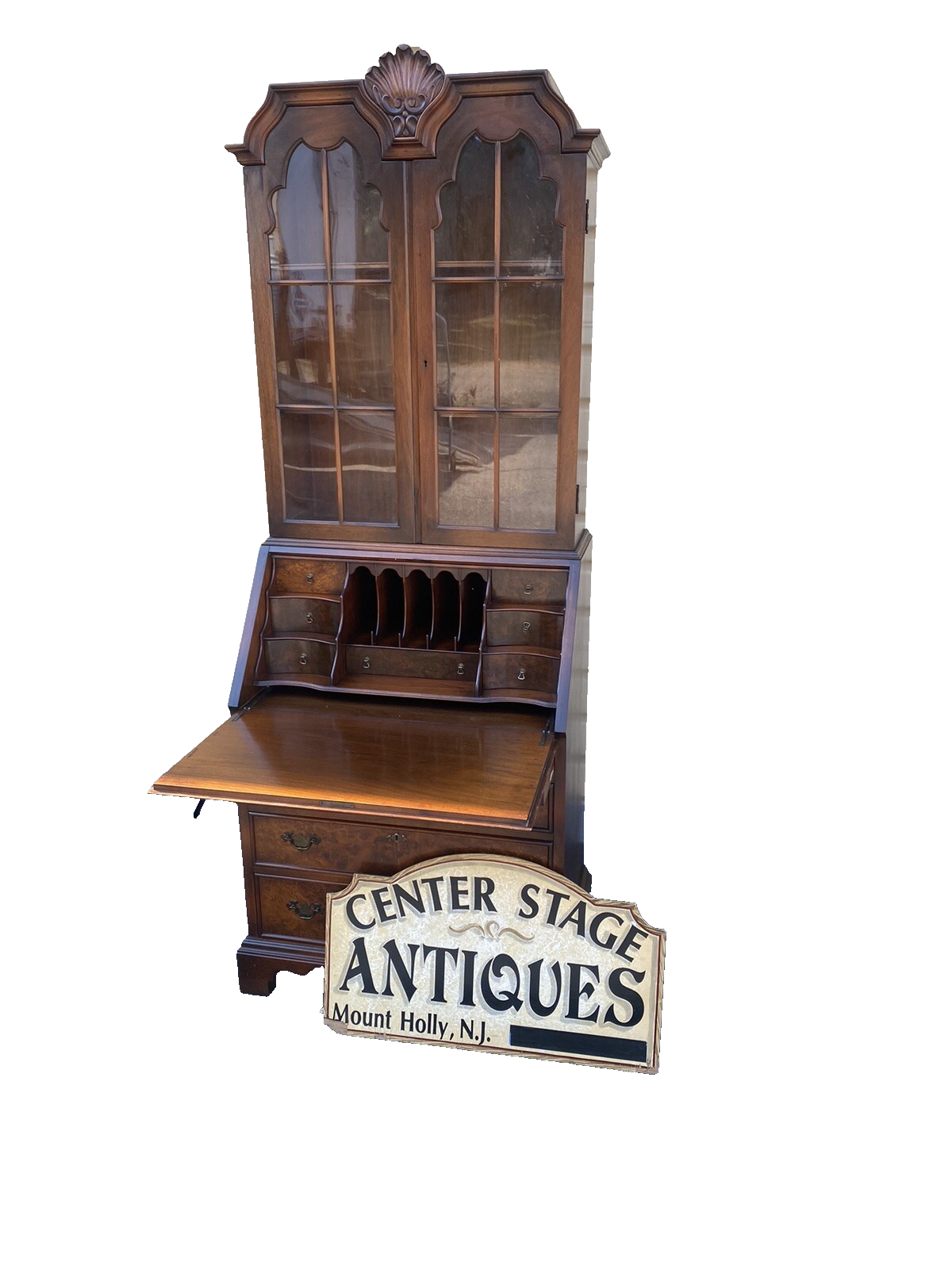65915 KITTINGER Furniture Quality Walnut Secretary Desk w/ Bookcase Top