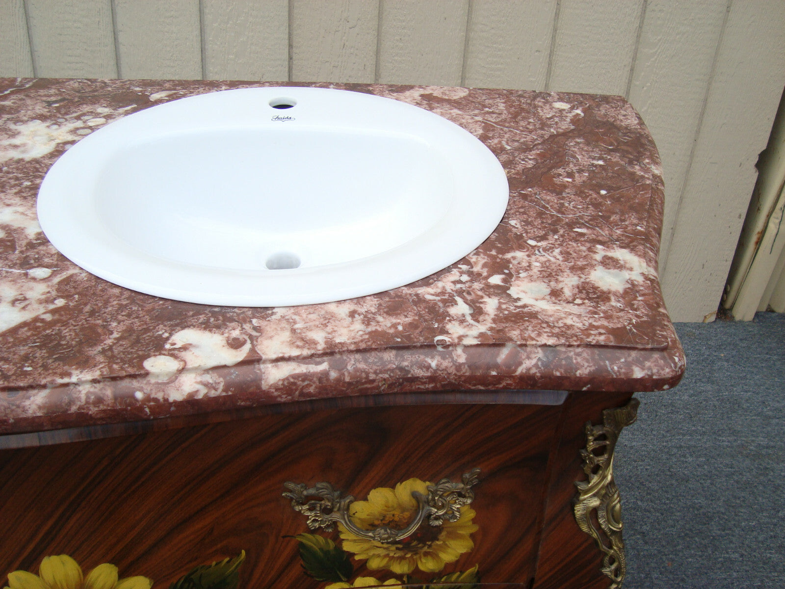 61625 Hand Painted Decorator Bathroom  Double Sink Cabinet