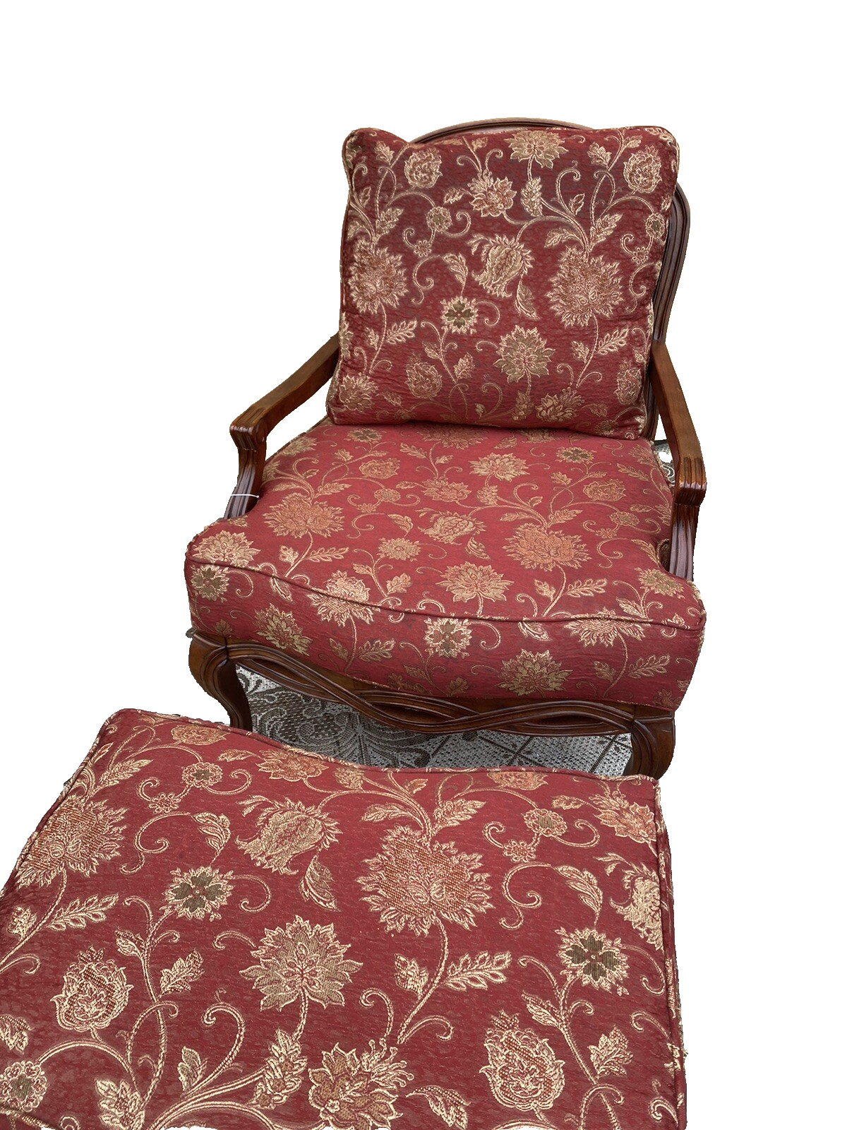 65401   Mealeys Furniture French Country Bergere Armchair w/ Stool