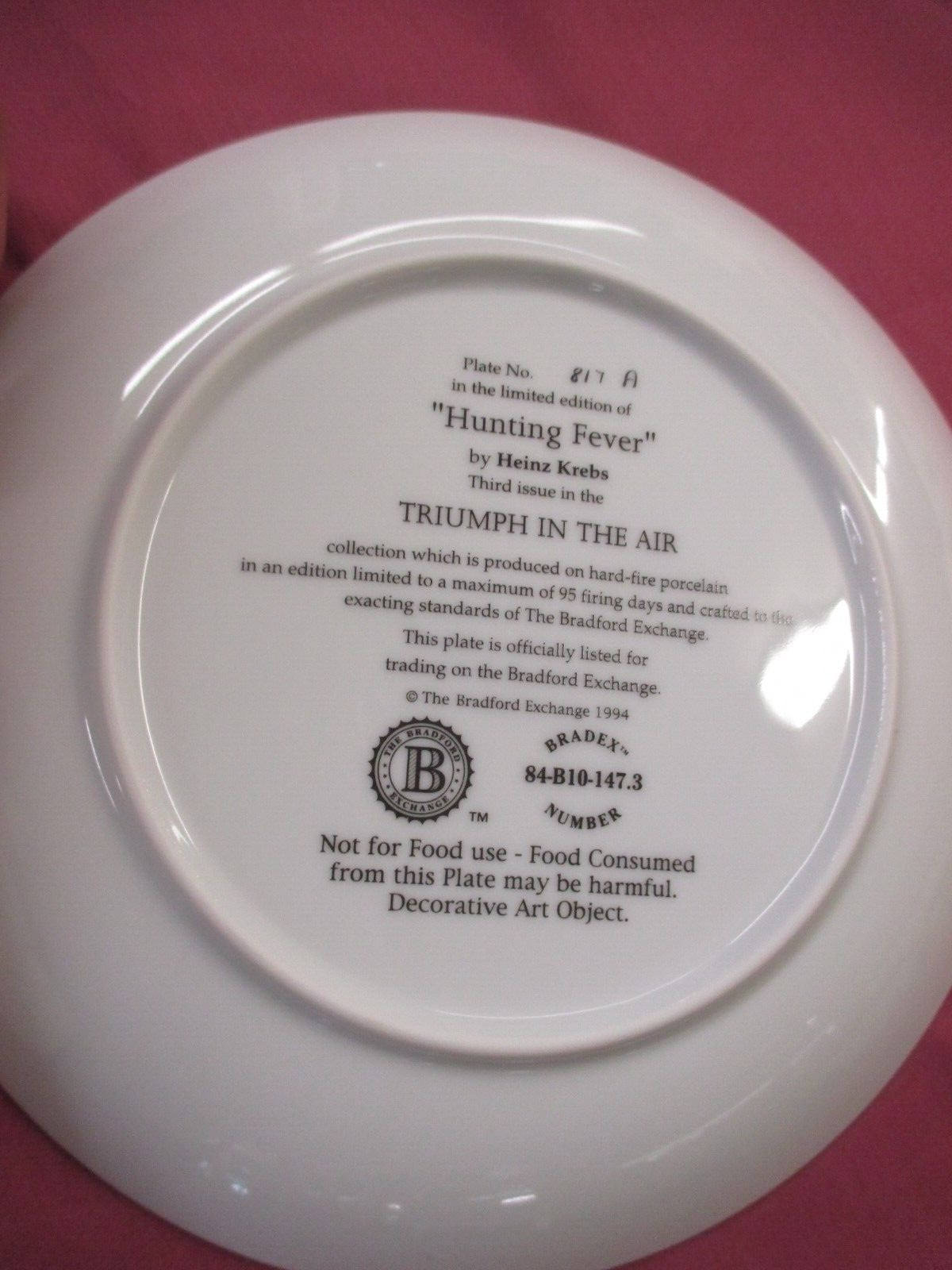 ES 05:    4 Collector  Military Plane  Franklin MInt Plates