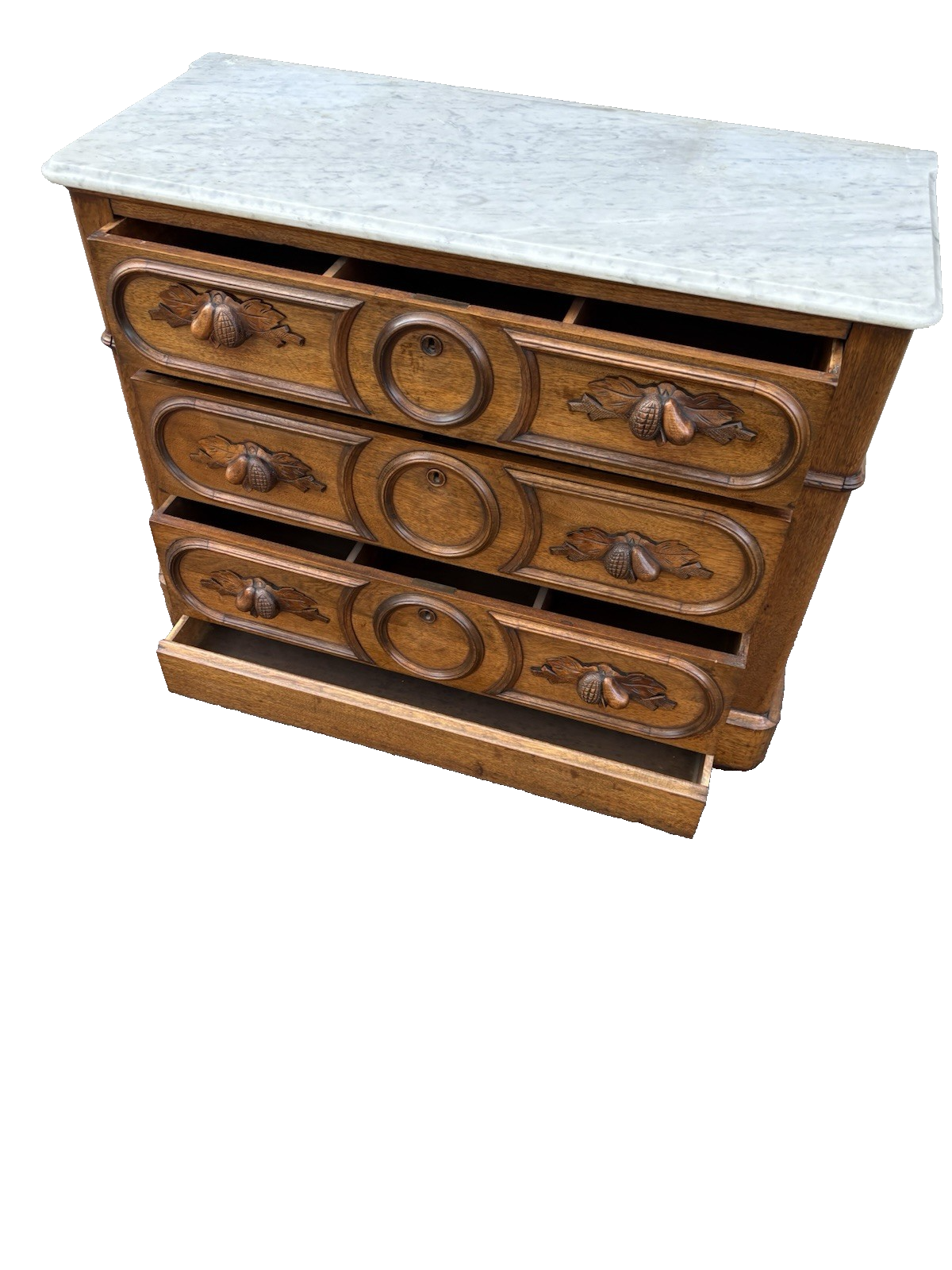 66668    RARE  Antique Victorian Oak Marble Top Dresser with Mirror