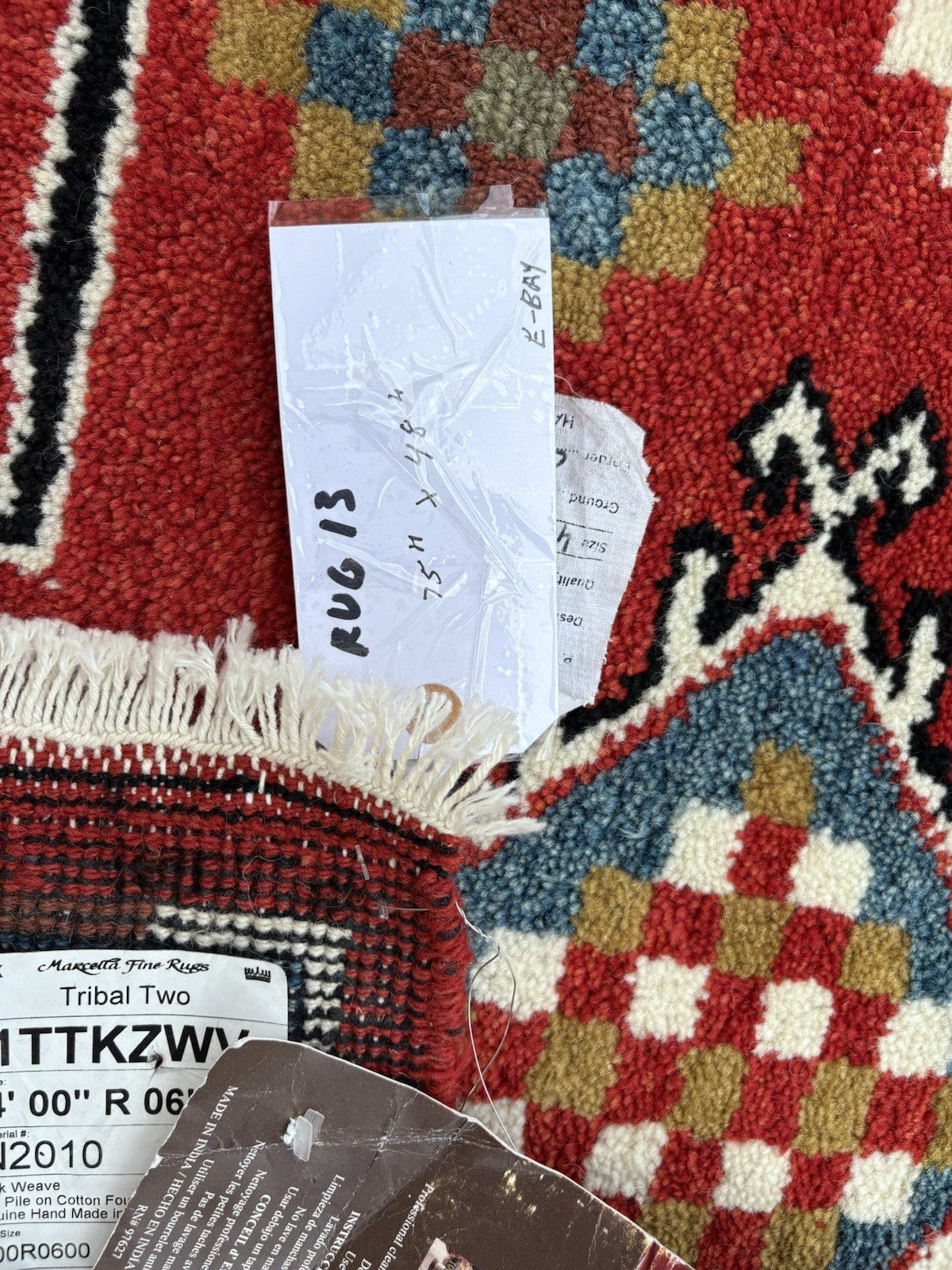 RUG 13: Oriental Tribal Two Wool  Carpet Rug   SIZE   48" x 75"