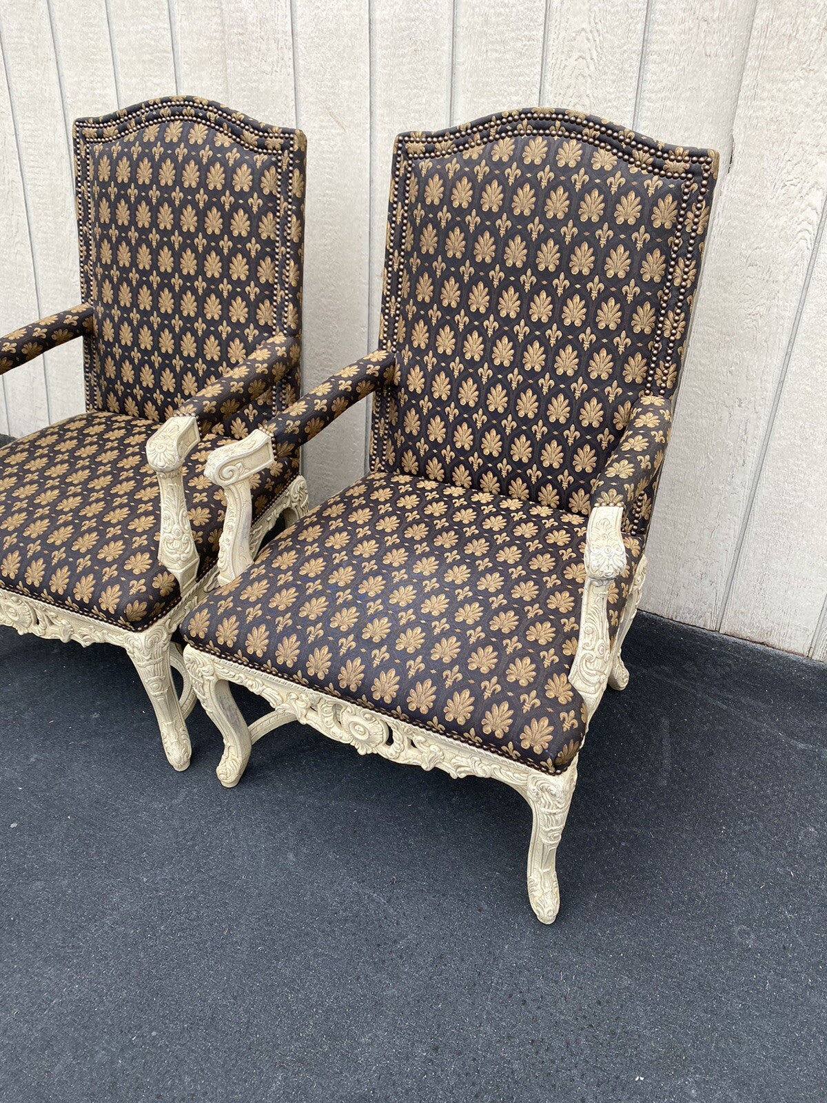 61185  Pair Romantic Shabby Armchair Chair s
