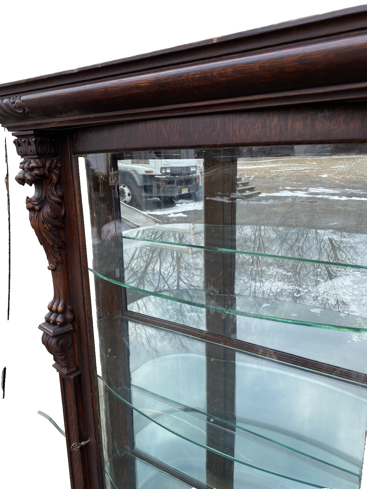 66152   Antique Victorian Lion Headed China Cabinet Curio