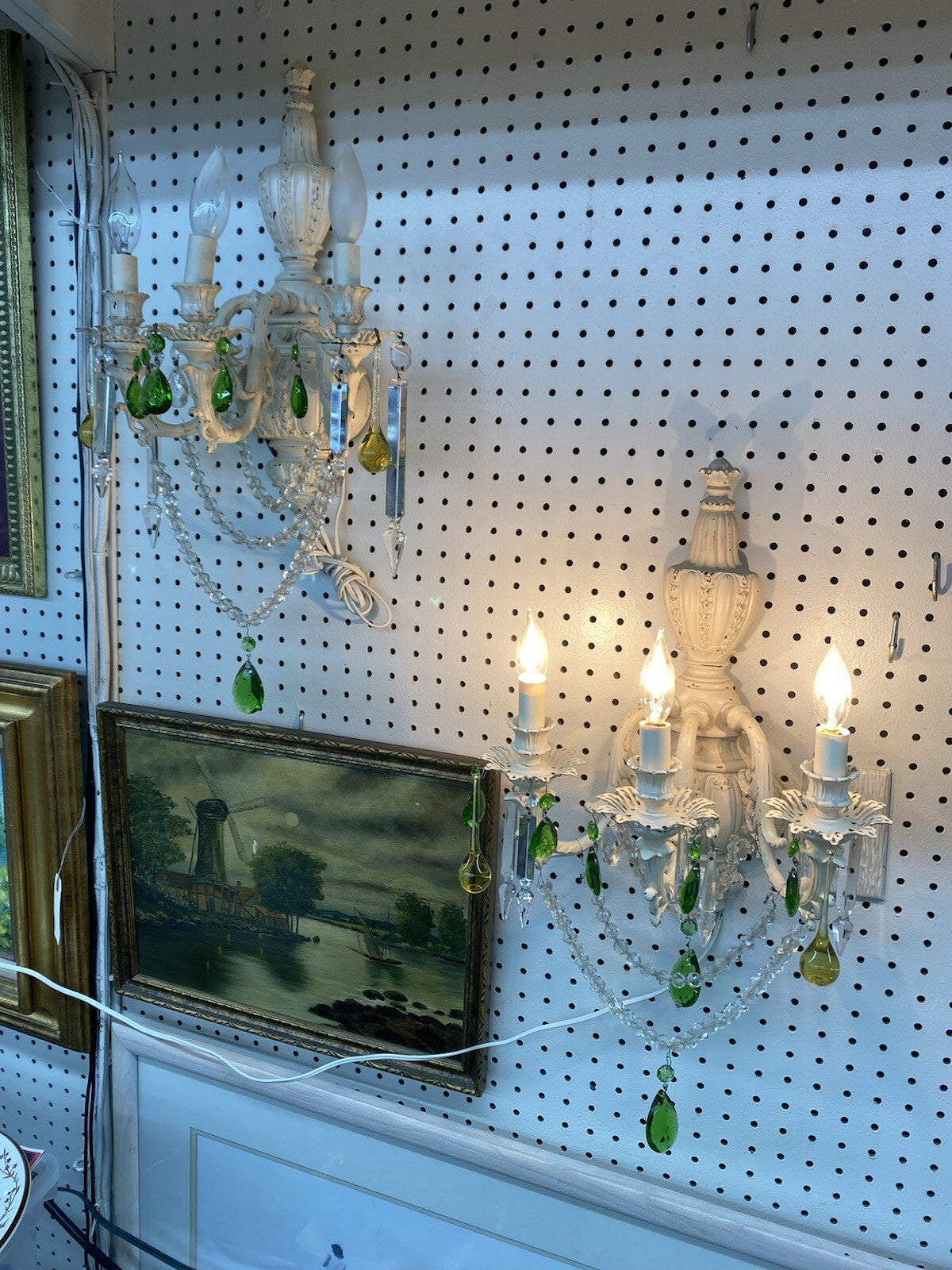 65885 Pair Decorator Wall Sconces Lights w/ Prisms