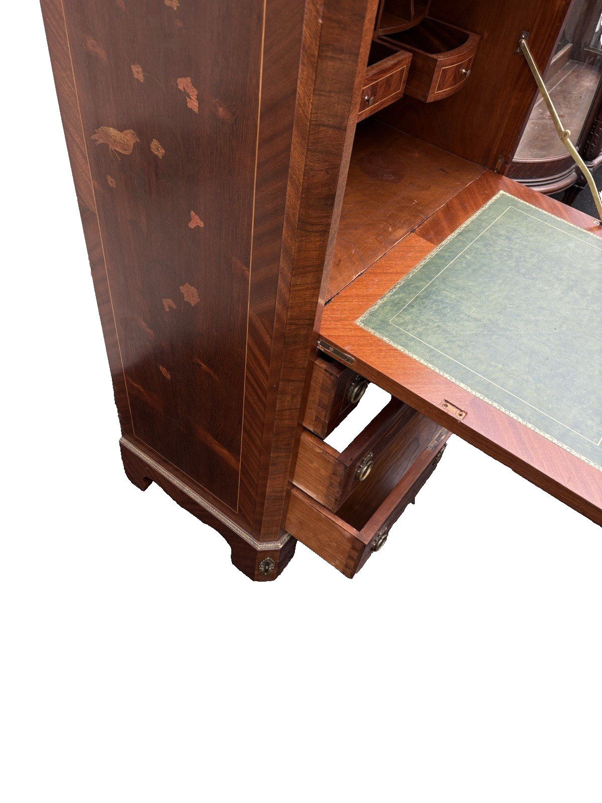 66581   Inlaid Marble Top  Louis XV Slant Front Desk Cabinet