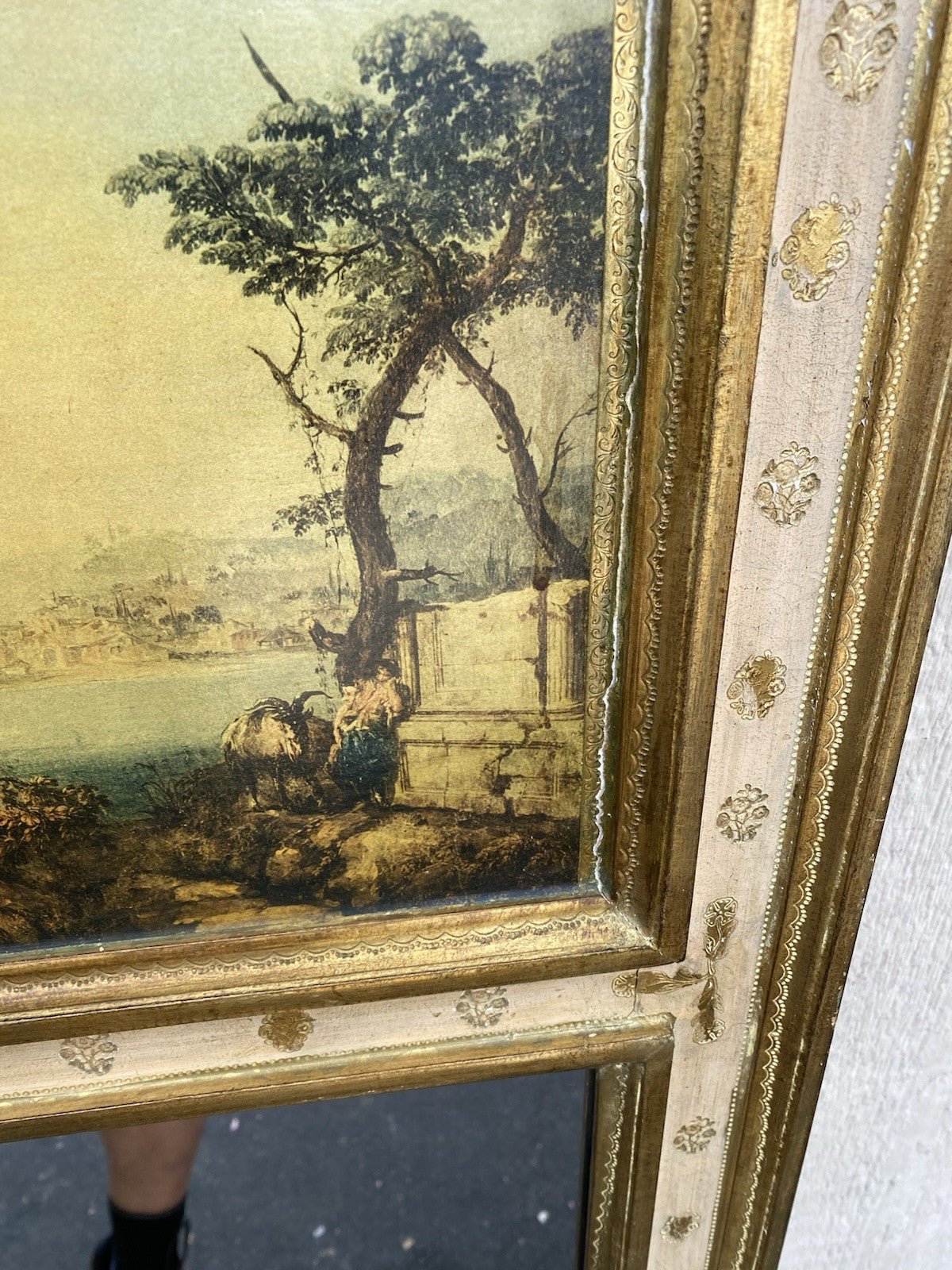 66618 LaBarge Decorator Mirror with French Scene on the top