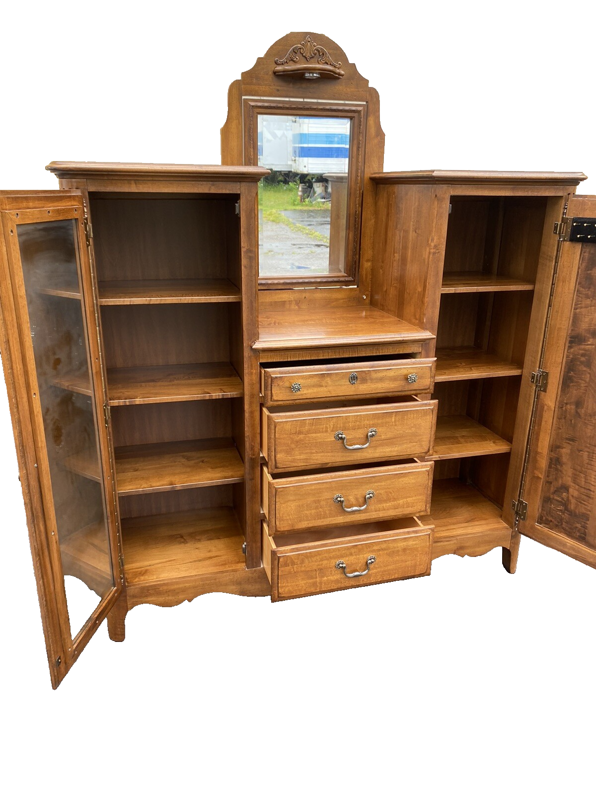 65396   KINCAID Furniture High Chest Dresser w/ Mirror Wardrobe