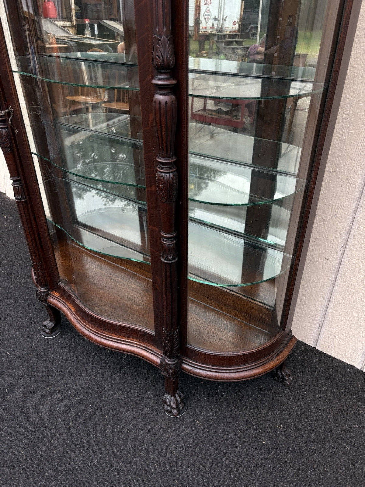 66105  Quality Antique Victorian Oak Curio China Cabinet