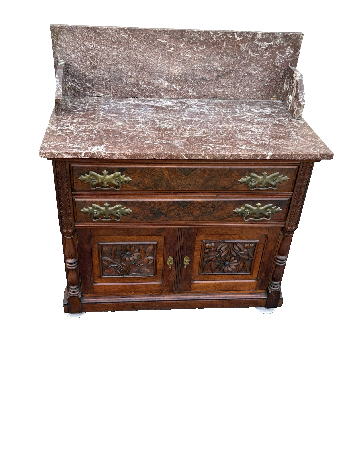 66900  Antique Victorian Mahogany Hand Carved Washstand Dresser