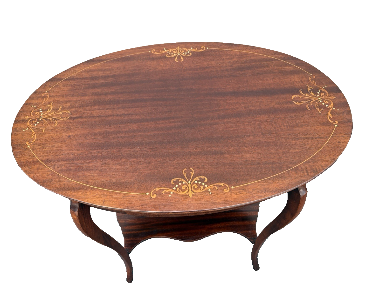 66976 Oval Mother of Pearl Inlaid Lamp Table Stand