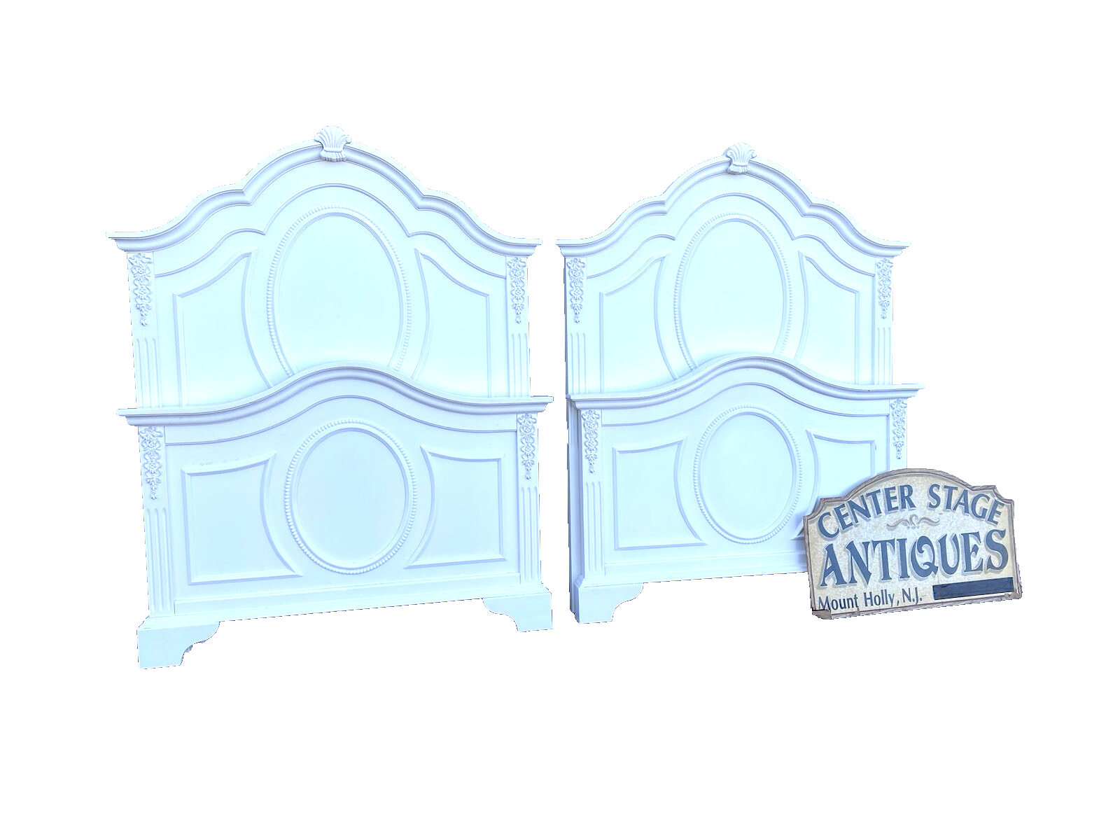 66151 Pair Fancy Twin Size Beds with Factory Finish