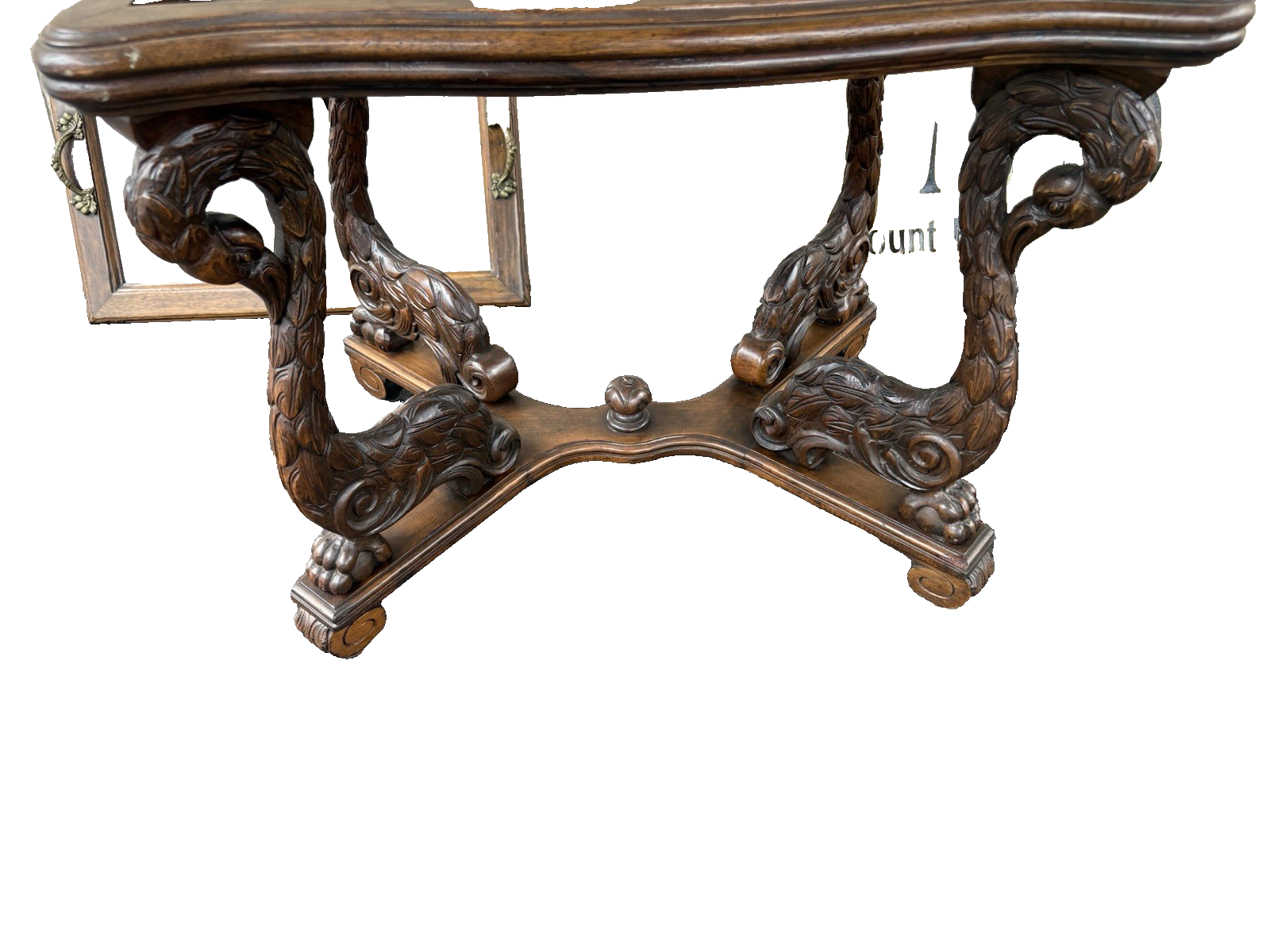 66801    RARE Custom  Made  Antique Figural CHERUB Tray Top Coffee Table Stand