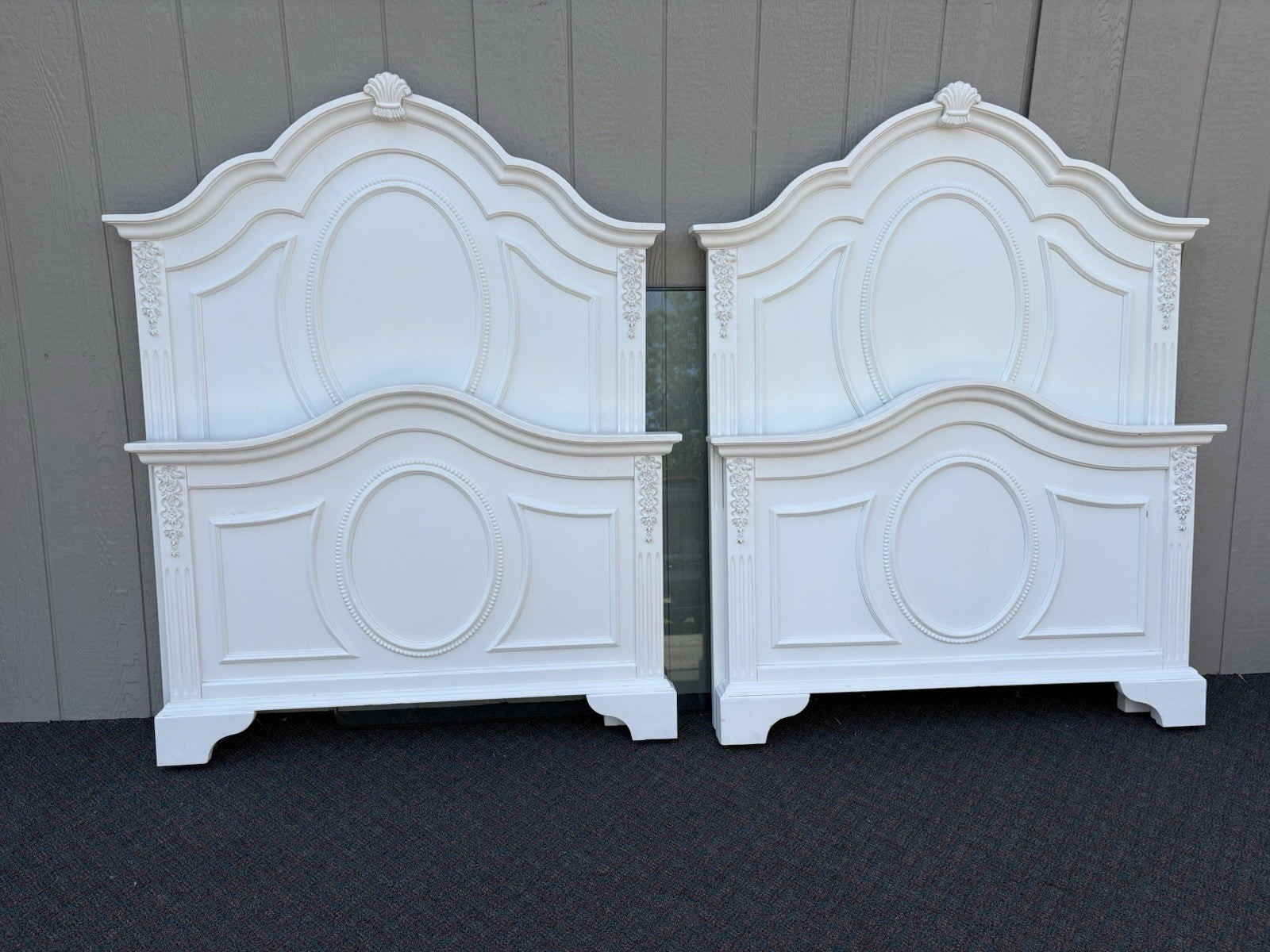 66151 Pair Fancy Twin Size Beds with Factory Finish