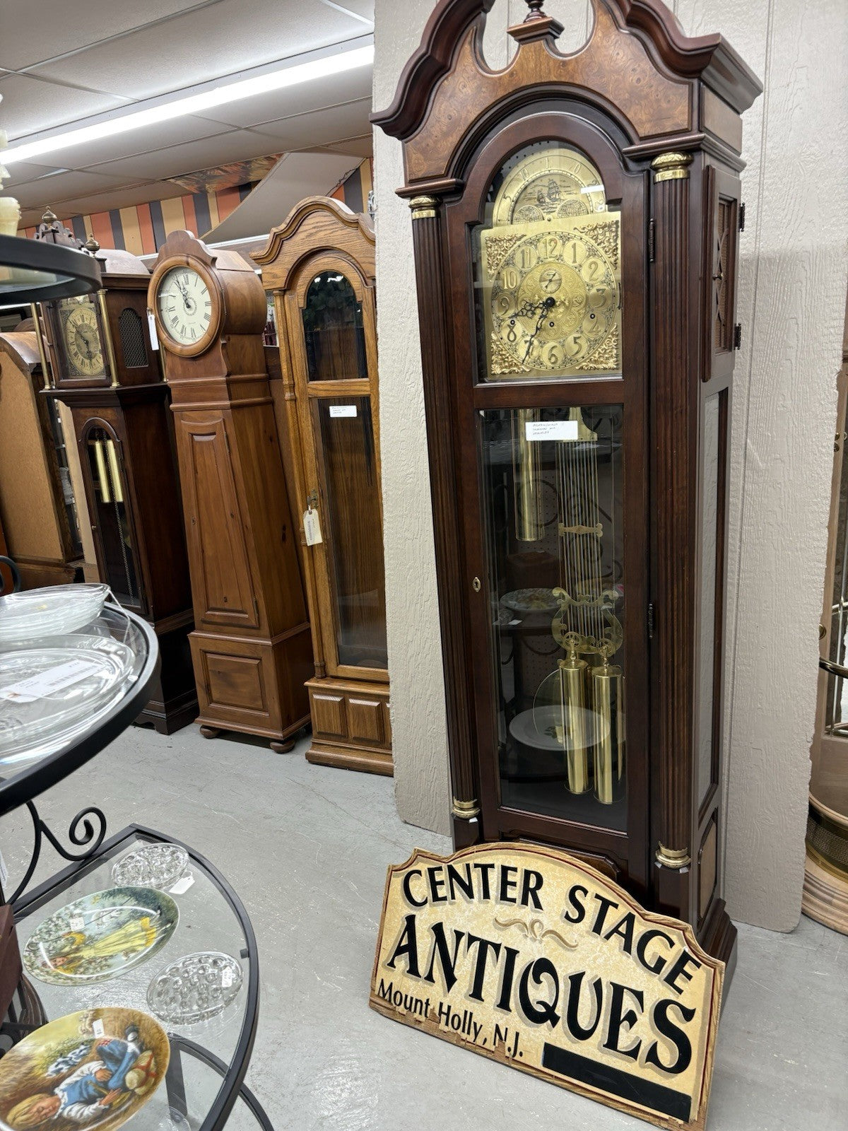 66053 RIDGEWAY Grandfather Clock Professionally Serviced Good Working Condition