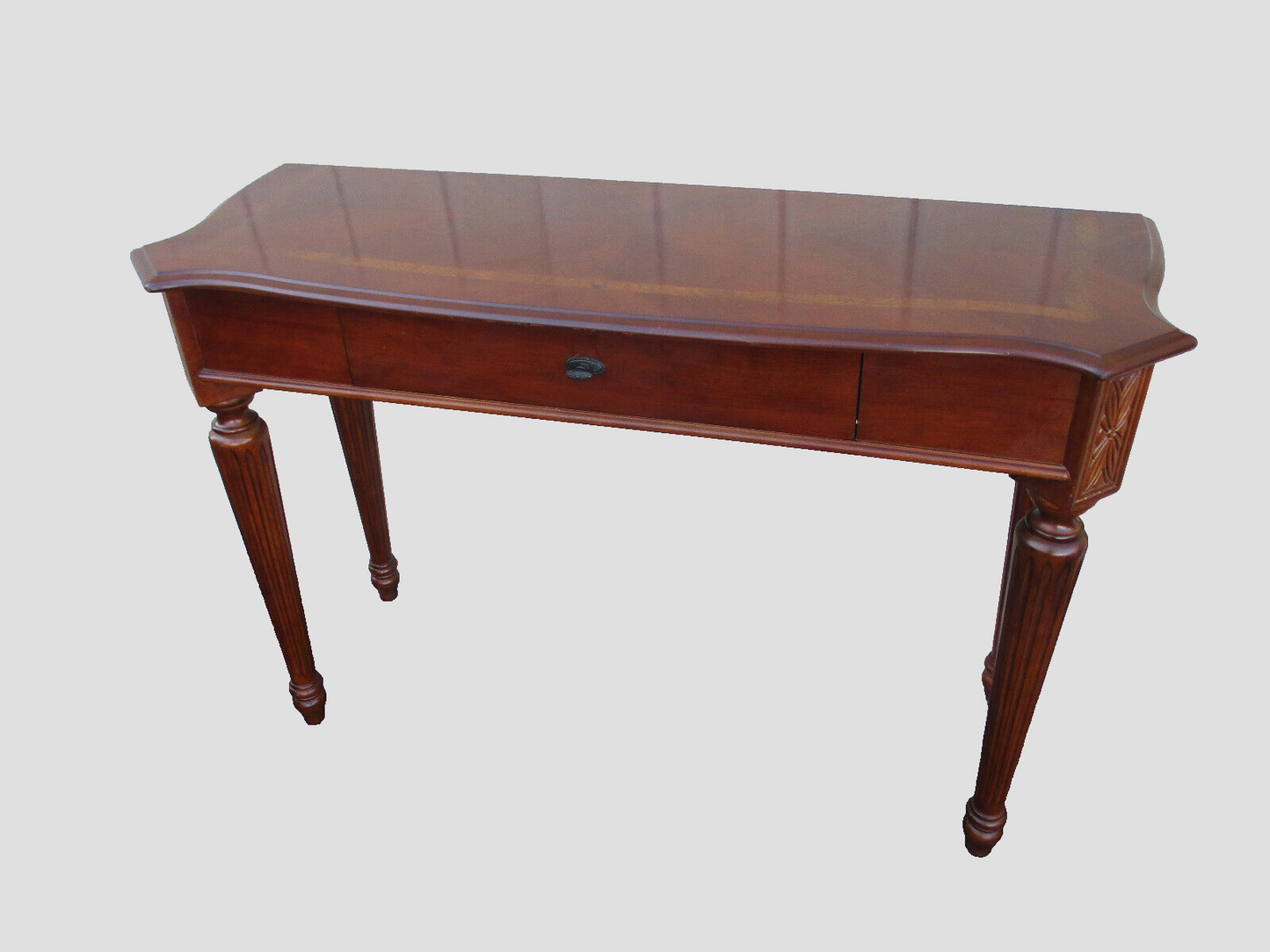 63917   Banded Mahogany Console Hall Table Stand