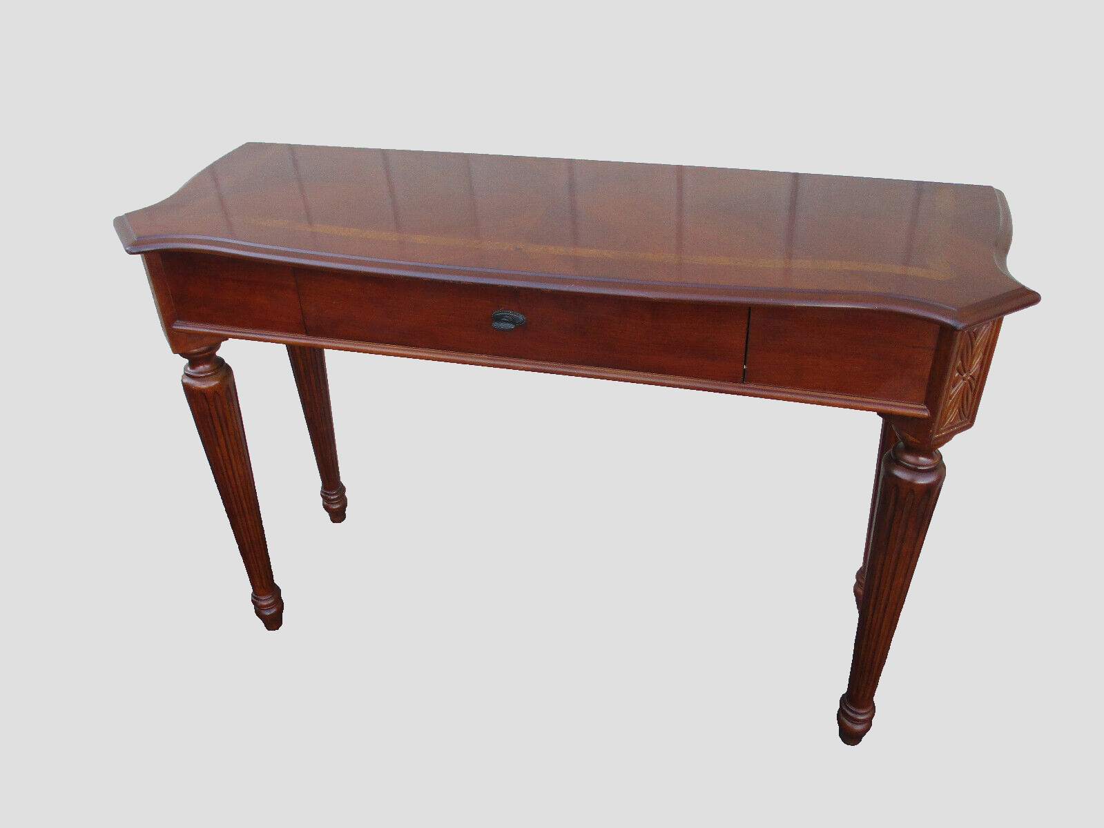 63917   Banded Mahogany Console Hall Table Stand