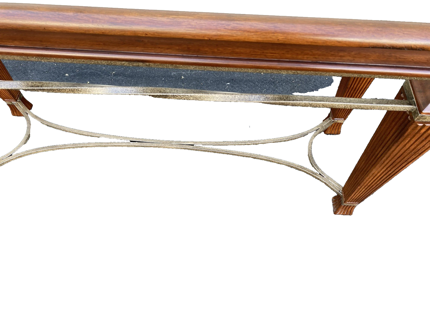 66537 Mahogany Console Library Table with Glass Insert