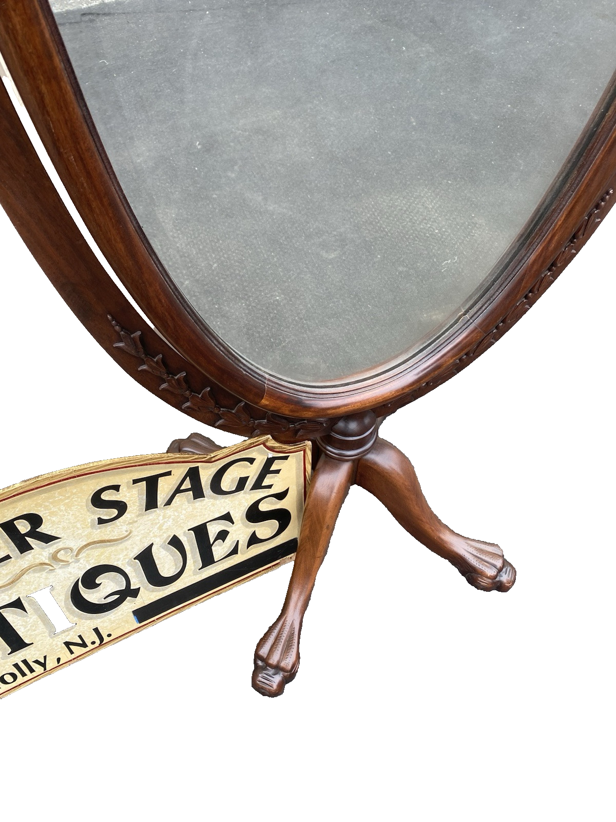 66367 Chevel Antique Mahogany Dressing Mirror w/ Claw Feet