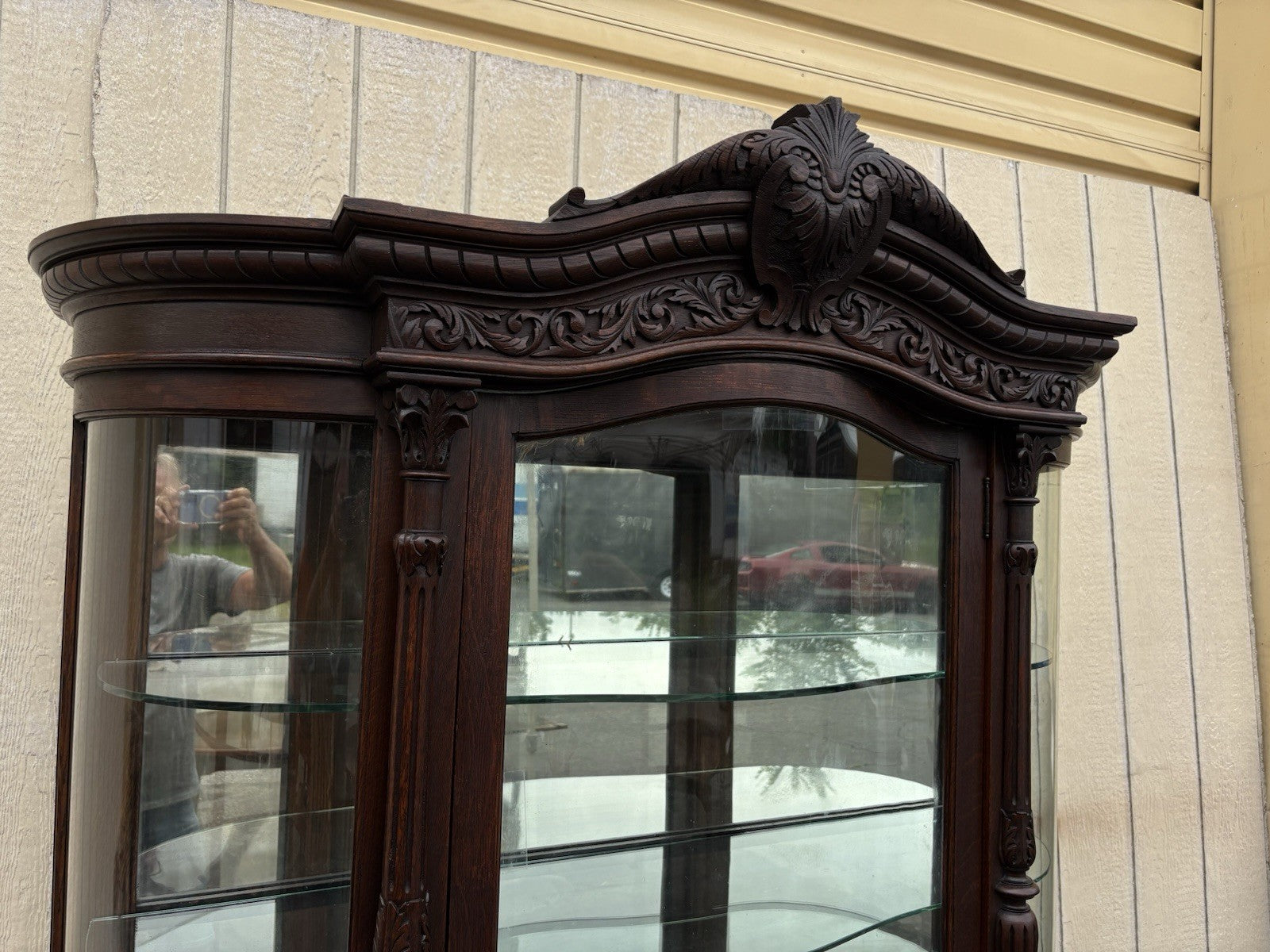 66105  Quality Antique Victorian Oak Curio China Cabinet
