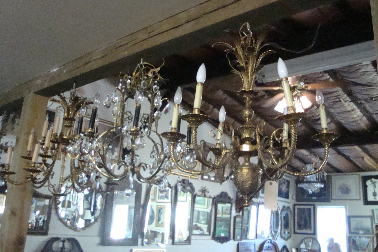 59685  BRONZE and Crystal Hanging Chandelier Light Fixture