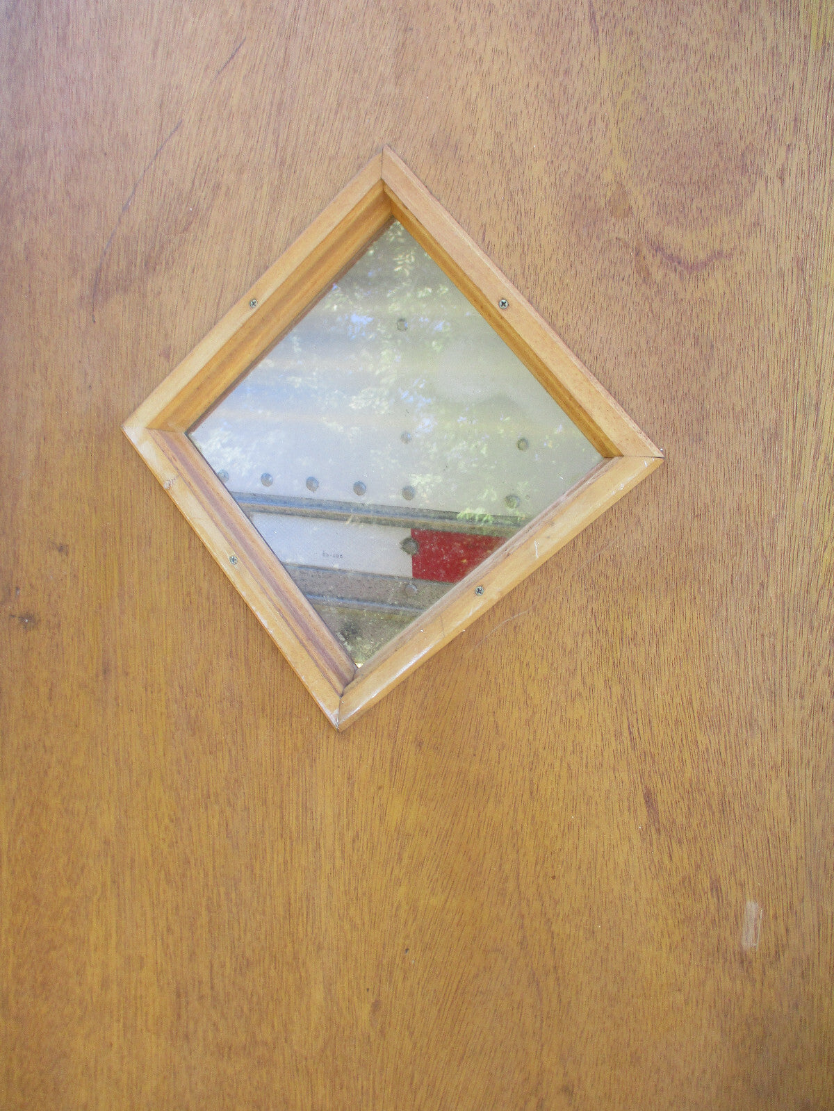 DOOR 04:    Mid Century Wood Door with glass Panel 1960 s   31 1/2W x 78 1/4"H