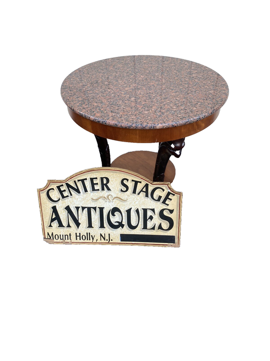 66208 BAKER Furniture Marble Top Lamp Table w/ Bird Carvings