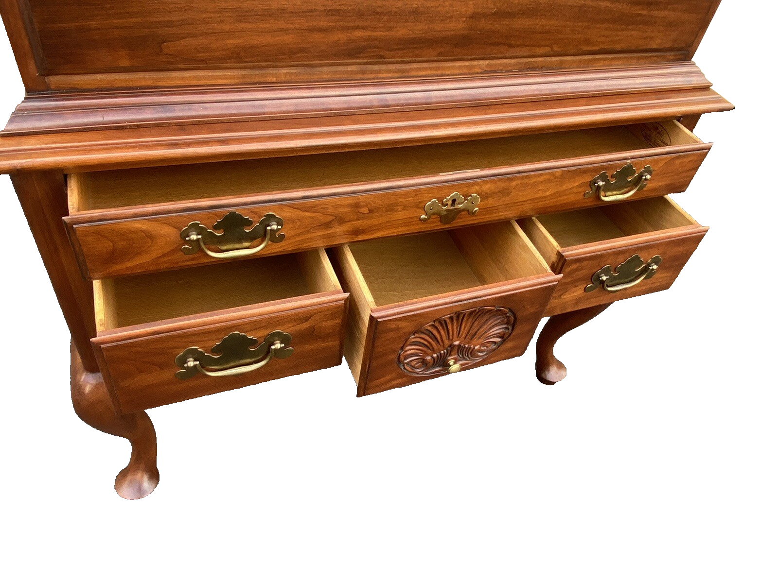 65416 HENKEL HARRIS Queen Anne 2 Piece Highboy Chest Dresser