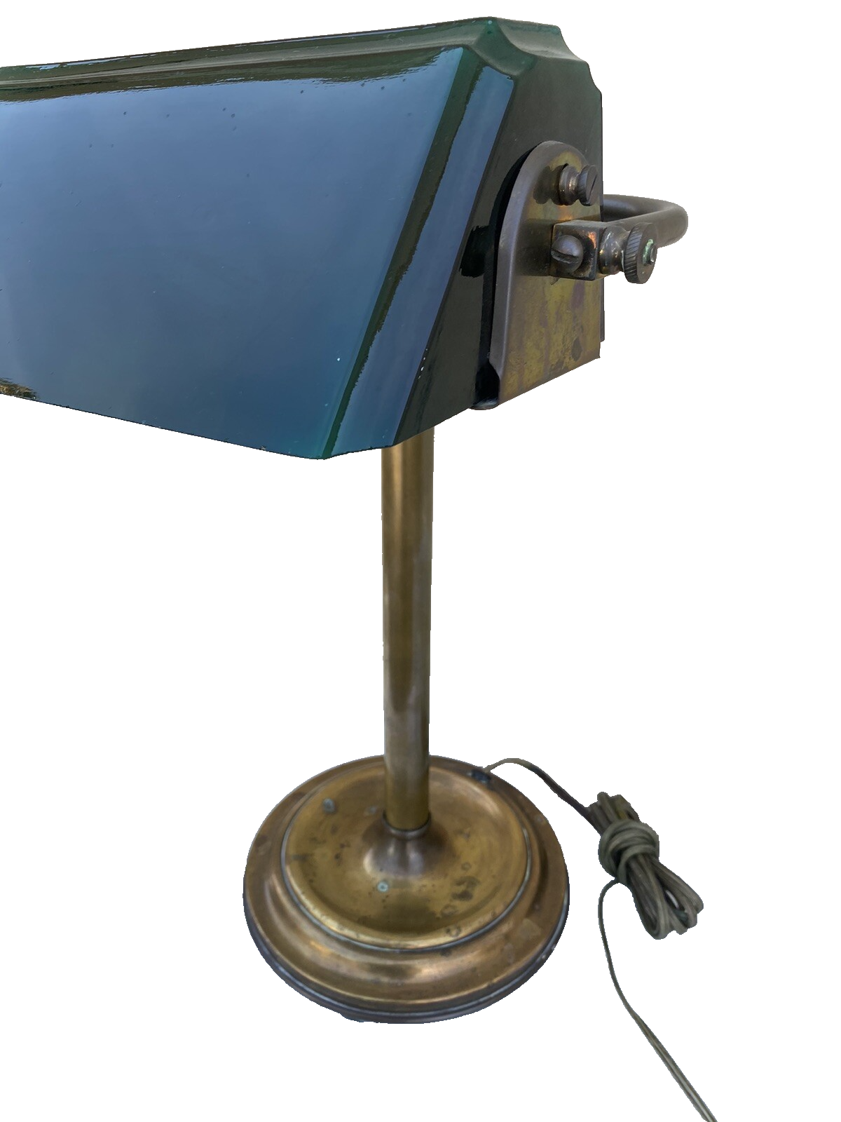 65625 Antique Brass Desk Lamp Light Emerald Shade