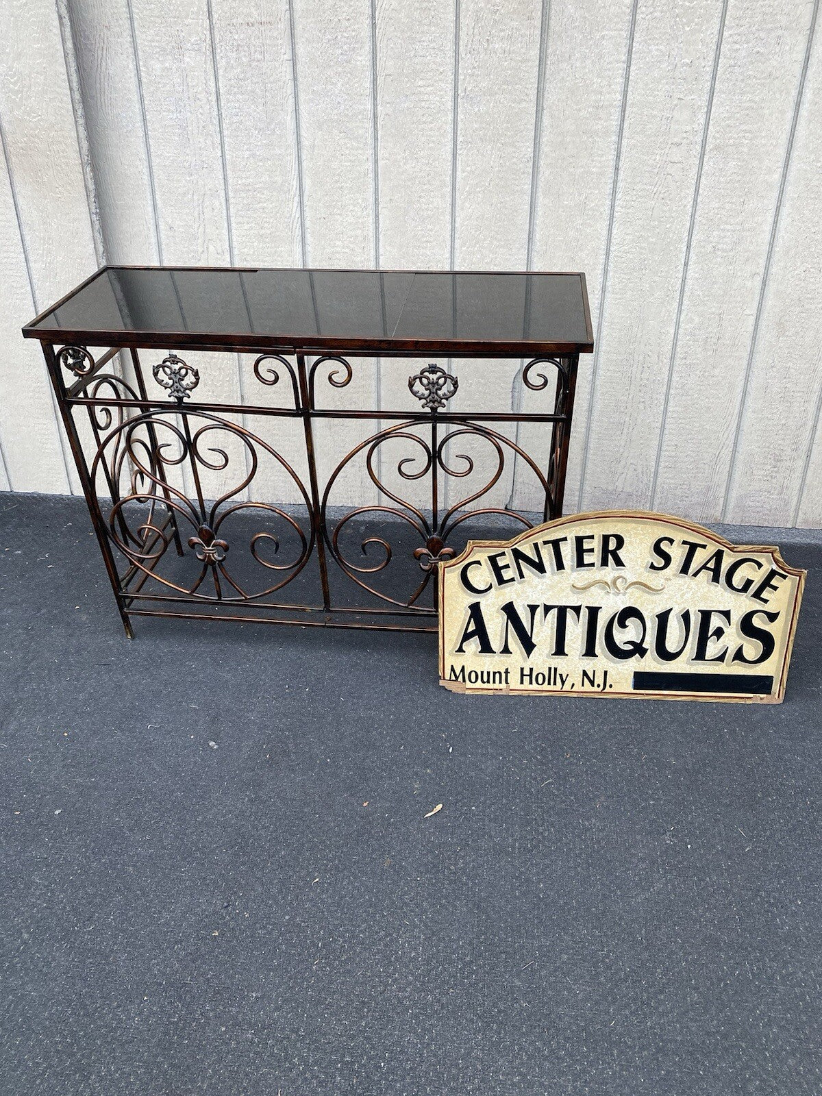 66146  Metal Console Hall Table Stand with Tile Top