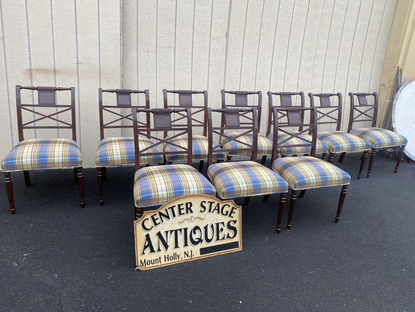 65980   Set of 10 Mahogany Dining Chair s