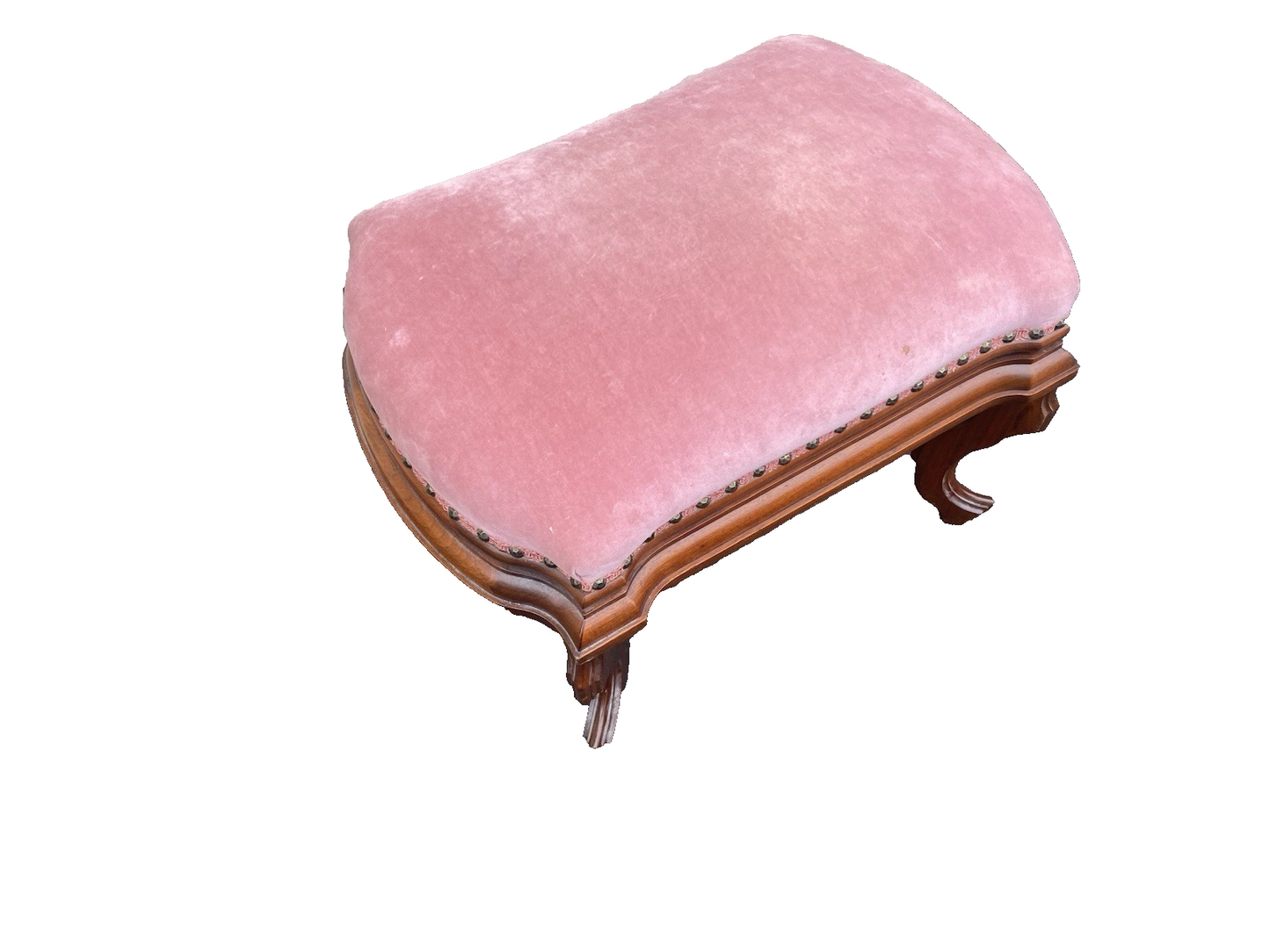 00001 Antique Victorian Walnut Footstool Ottoman Stool