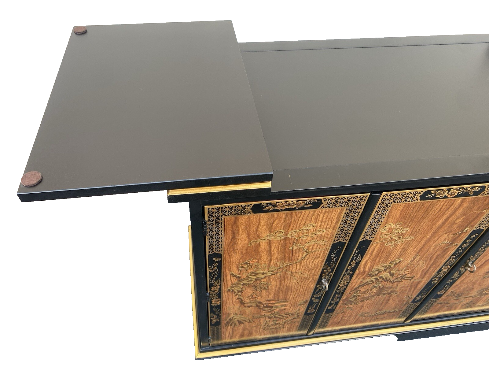 65857  DREXEL Oriental Bar Cart Server Sideboard with Flip top