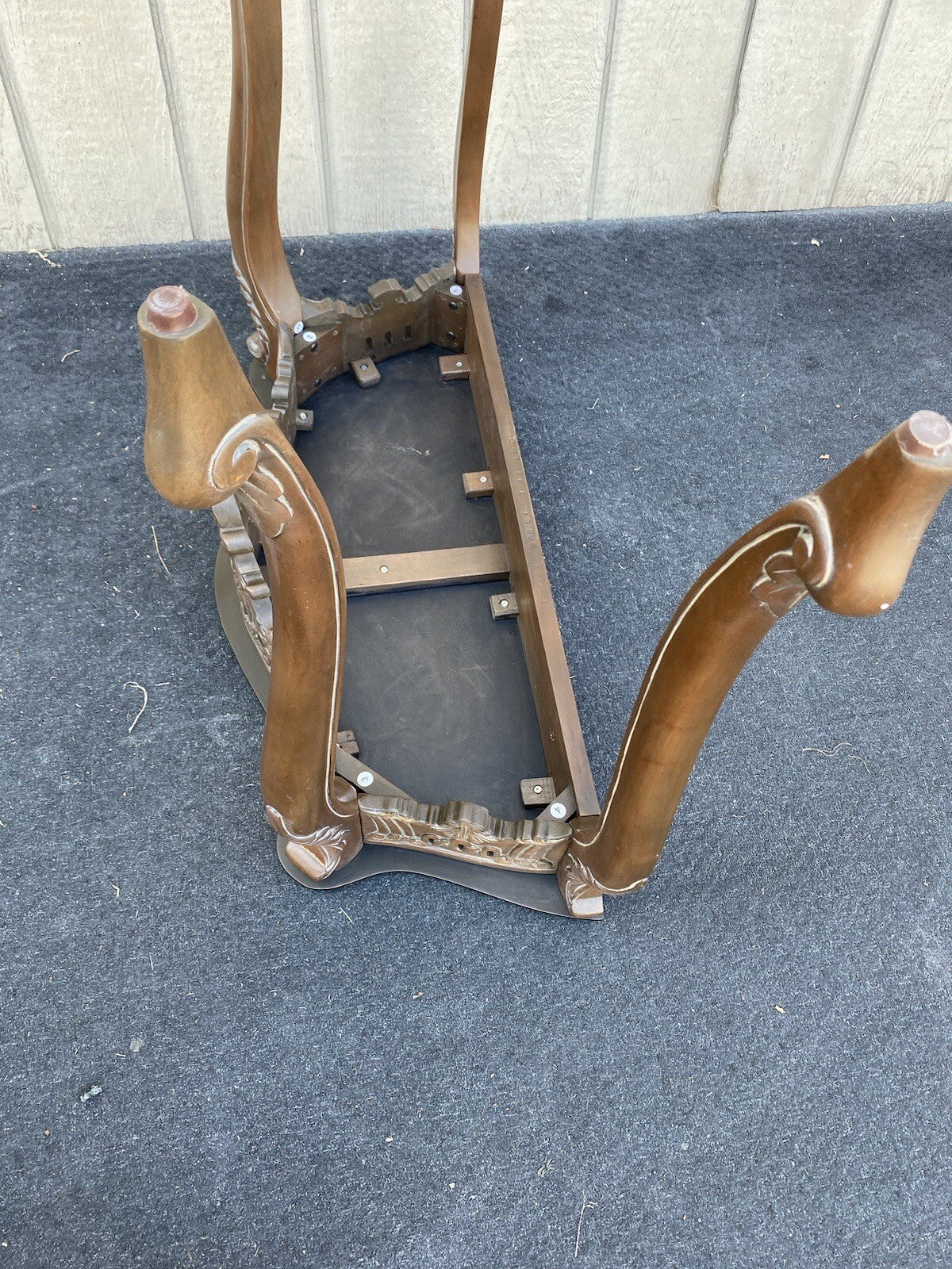 64748  Marble Top Carved Mahogany Console Table